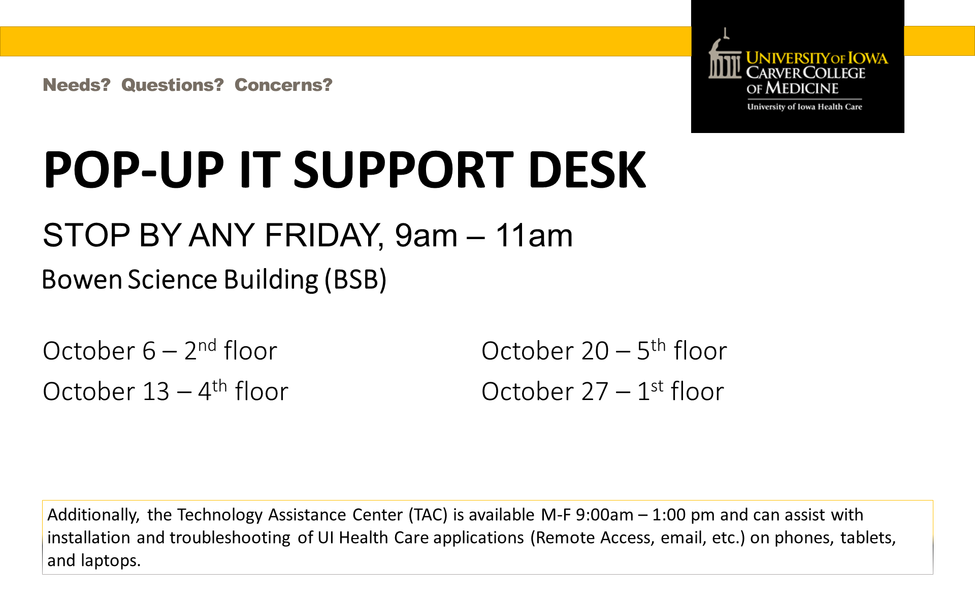 Pop-up IT Support Desk - October