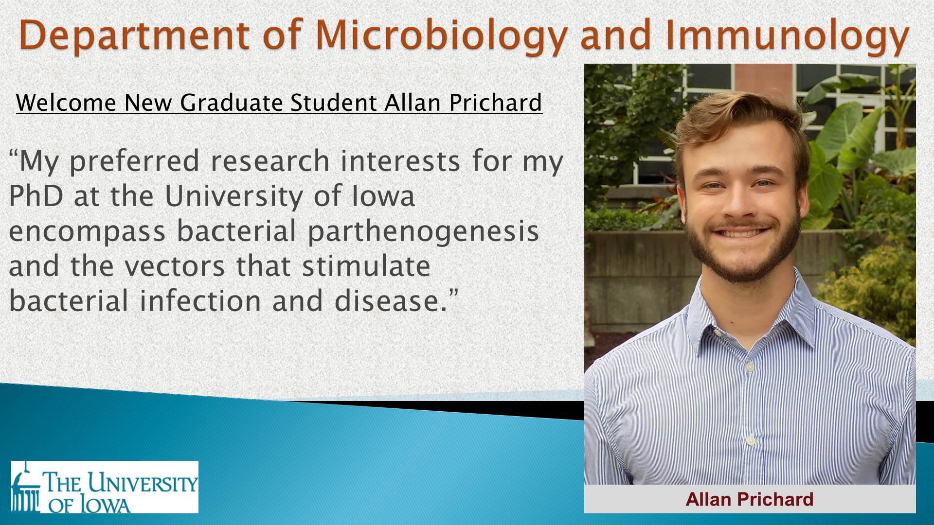 Allan Prichard new graduate student