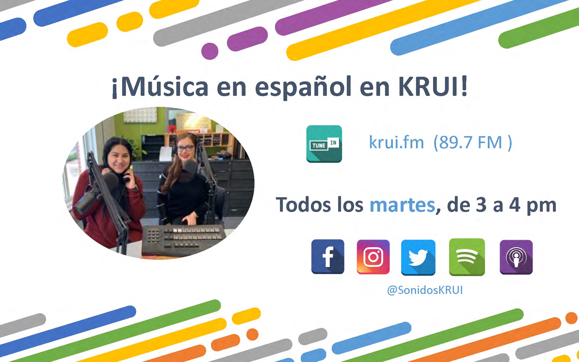 ¡Música en español en KRUI!  krui.fm  (89.7 FM )  Todos los martes, de 3 a 4 pm   @SonidosKRUI