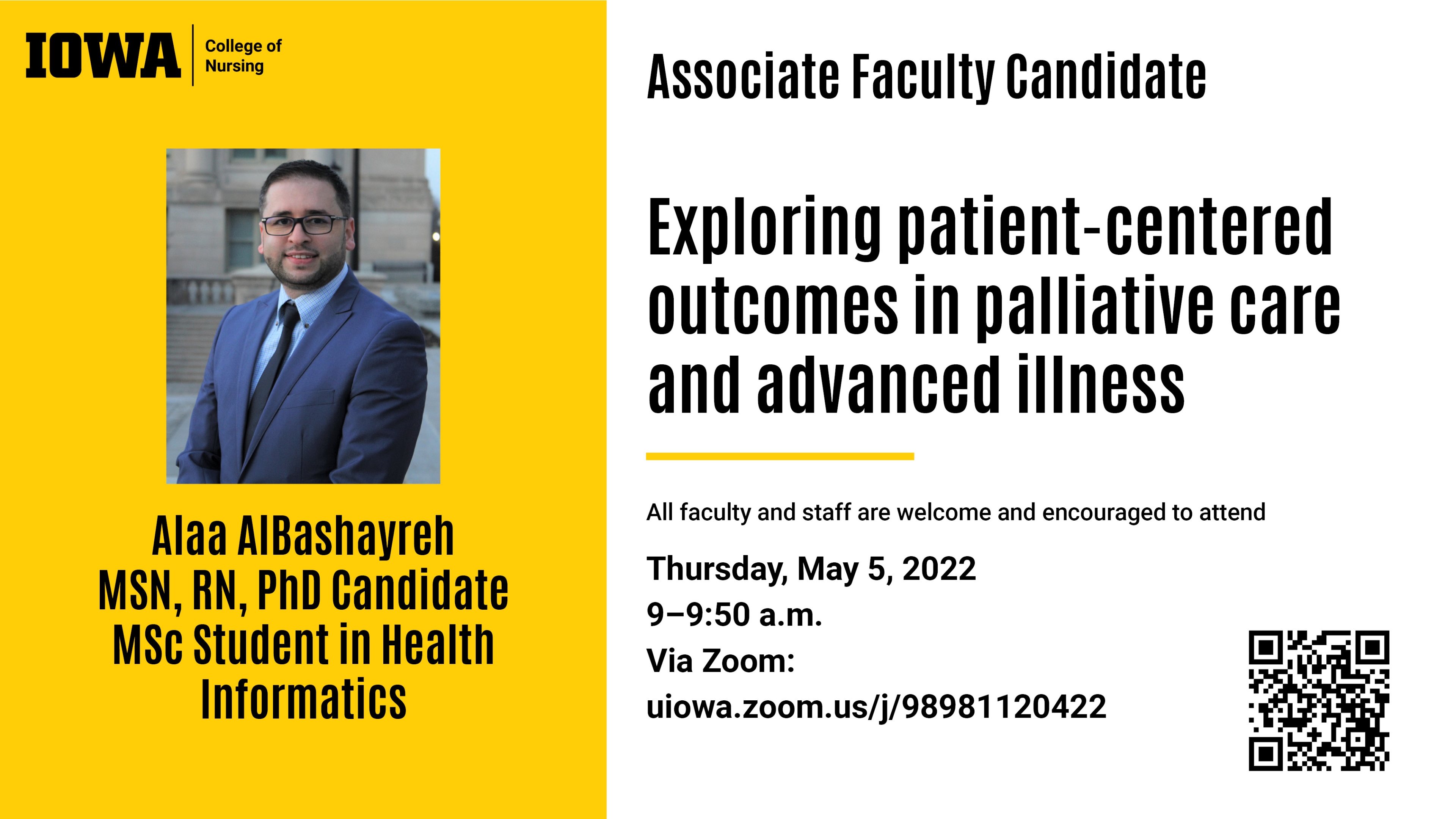 Prospective Faculty Presentation by Alaa AlBashayreh, May 5