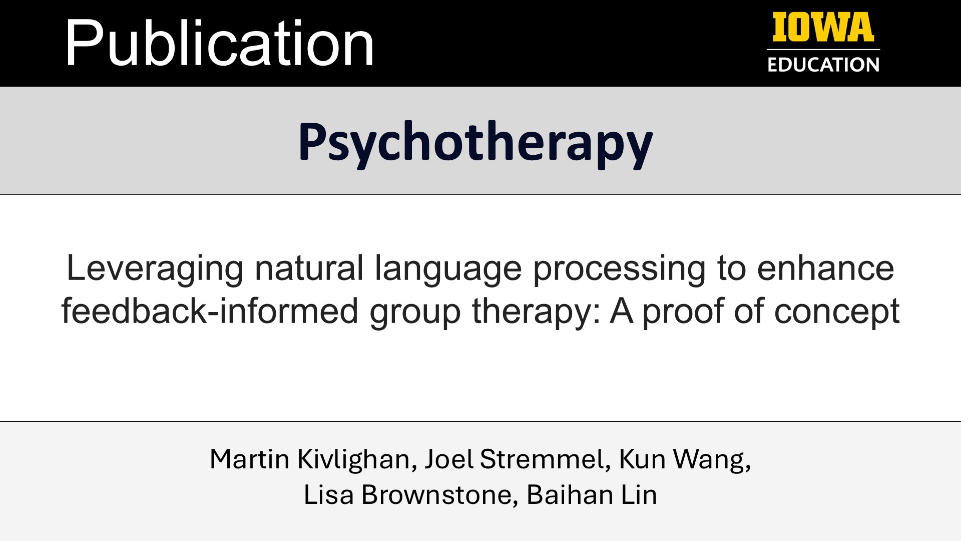 Publication: Leveraging natural language processing to enhance feedback-informed group therapy: A proof of concept. In Psychotherapy