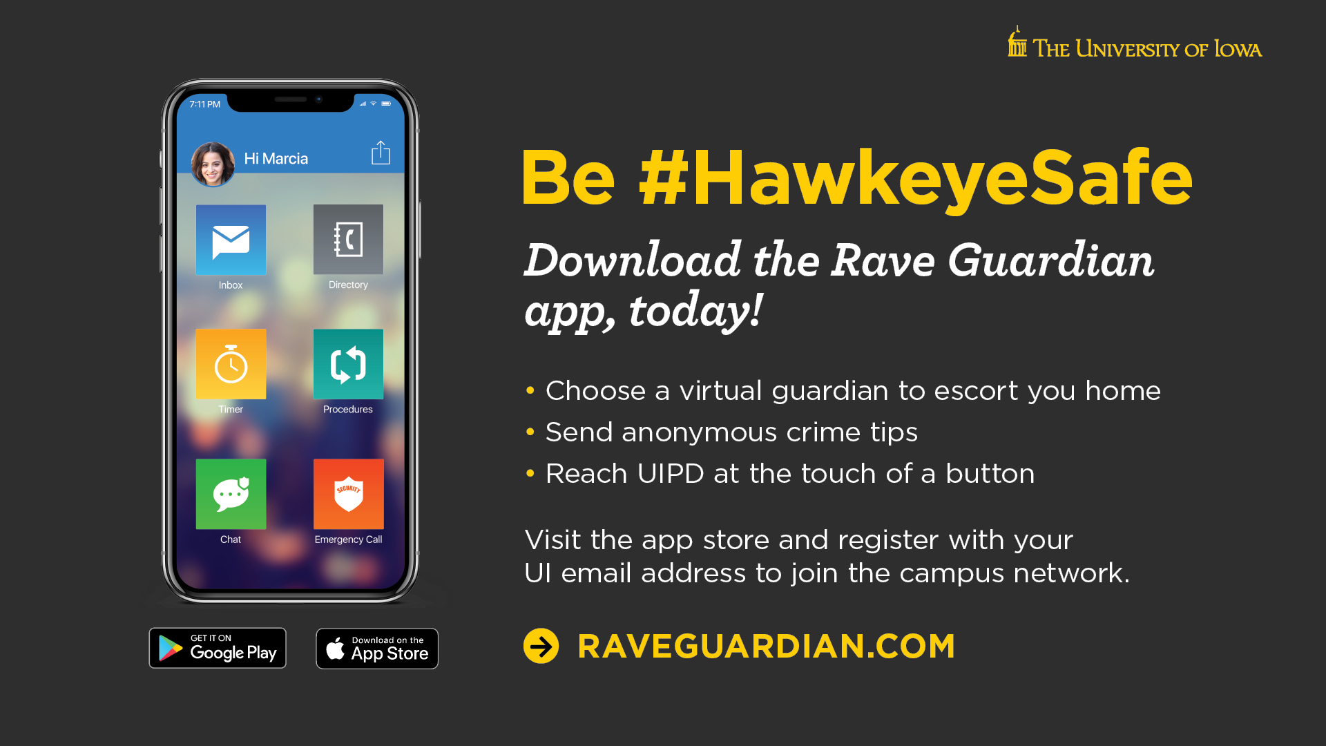 Download the Rave Guardian app, today