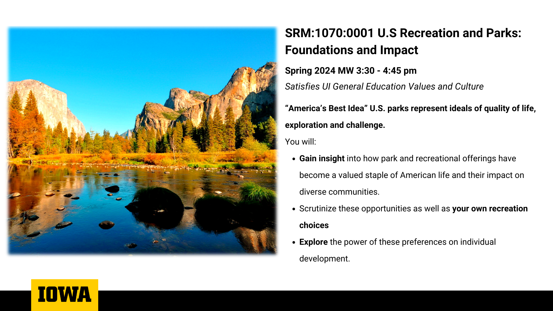 SRM:1070:0001 U.S Recreation and Parks: Foundations and Impact