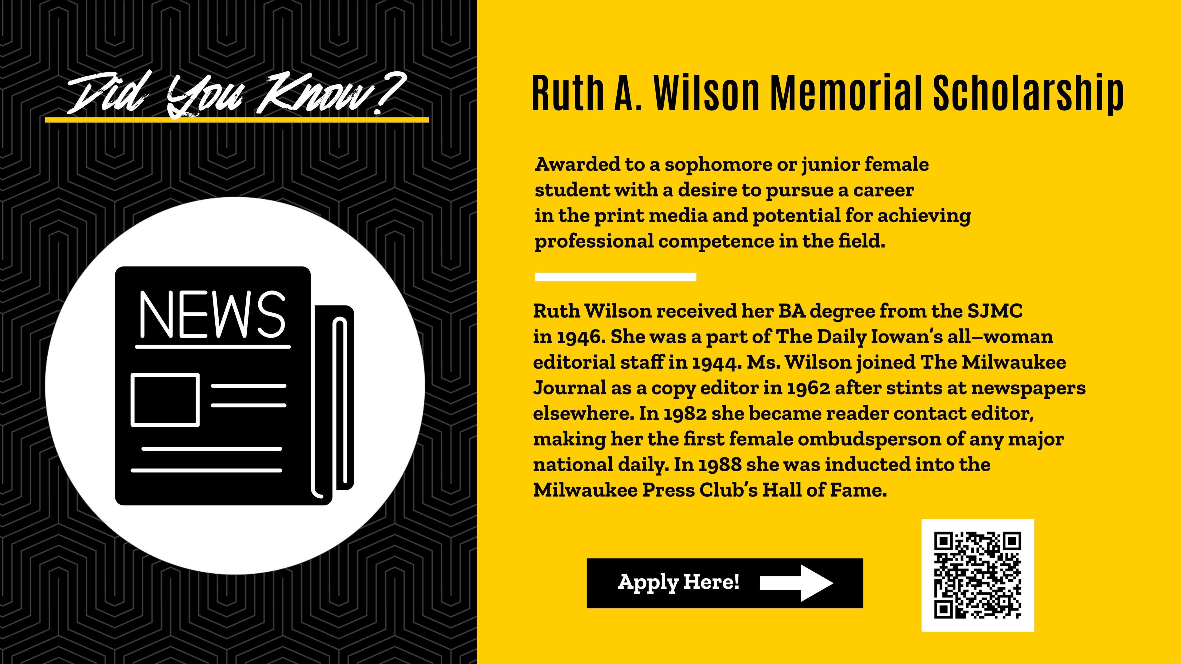 Ruth A Wilson Memorial Scholarship