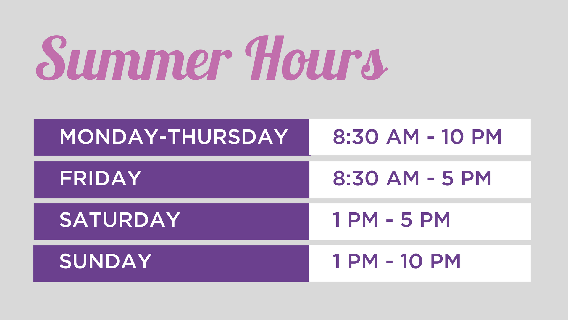 Summer Hours