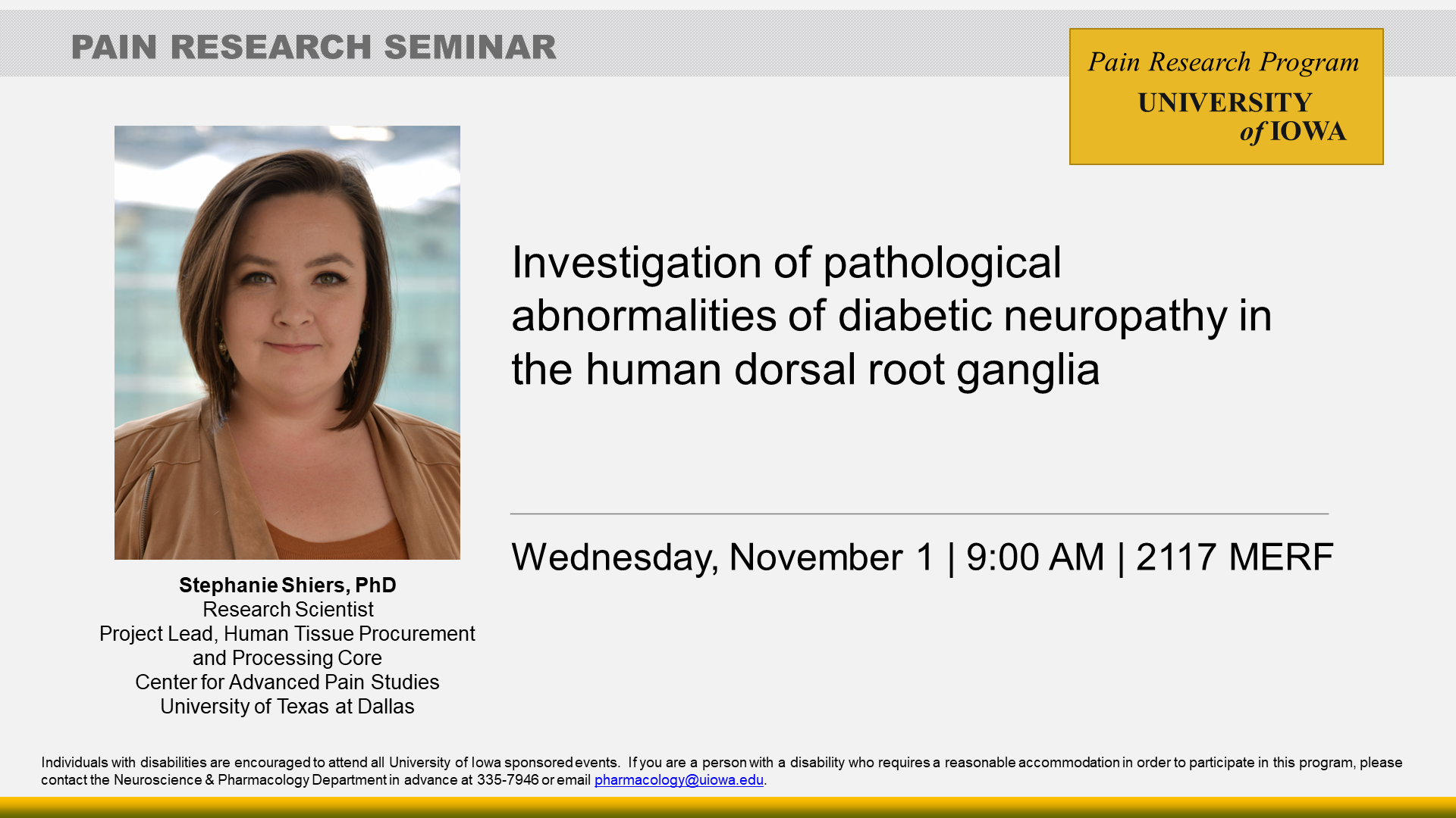 Stephanie Shiers, PhD - Pain Research Seminar, 11.1.23