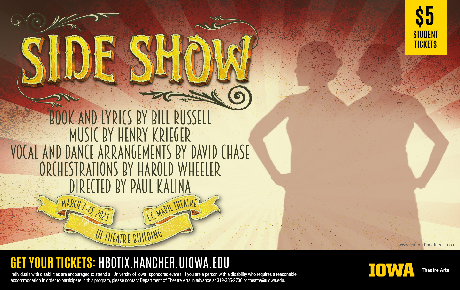 Side Show book and lyrics by Bill Russel music by Henry Krieger vocal and dance arrangements by David Chase orchestrations by Harold Wheeler directed by Paul Kalina