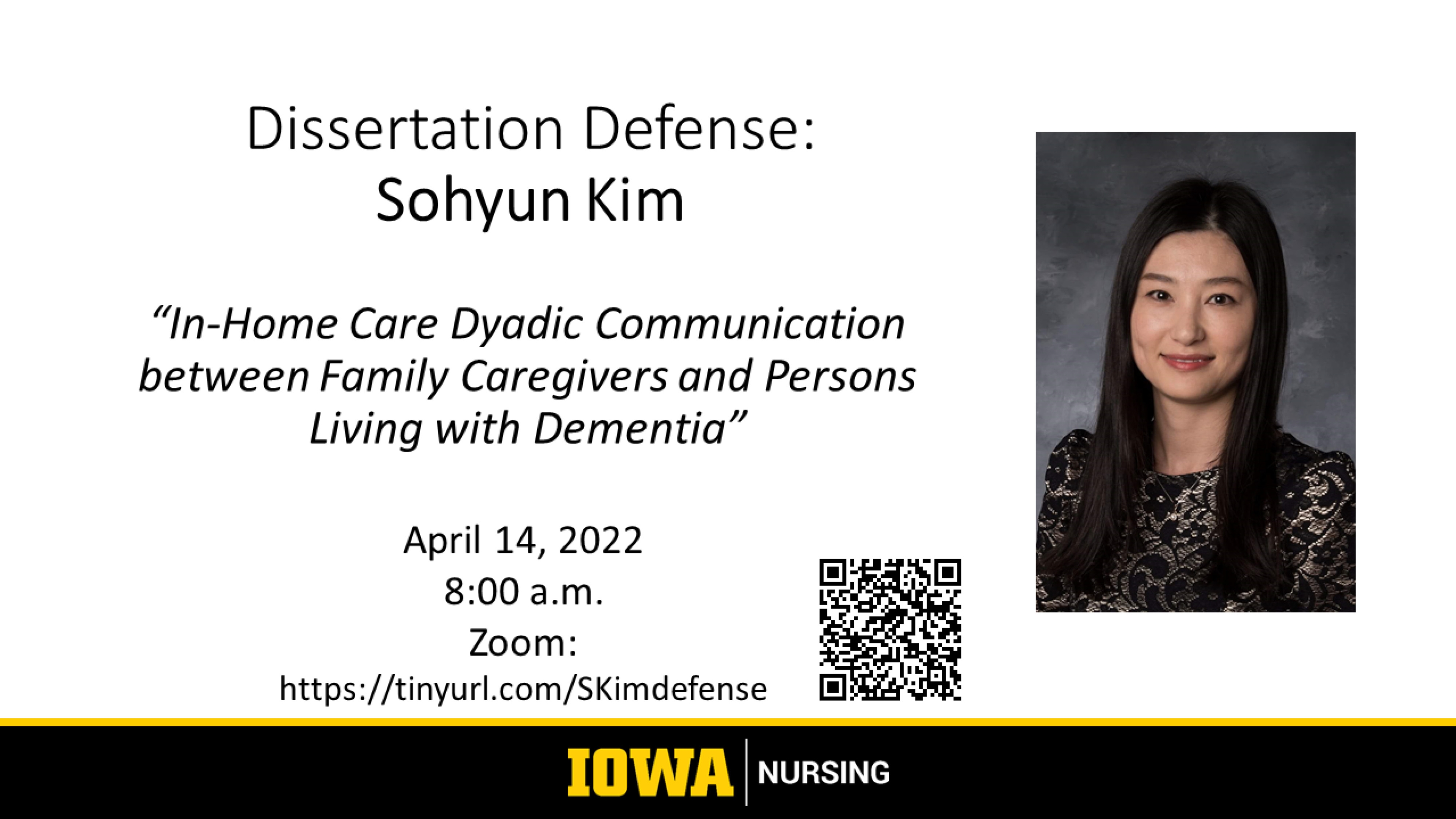 Dissertation Defense, Sohyun Kim, April 14, 8:00 a.m. via zoom