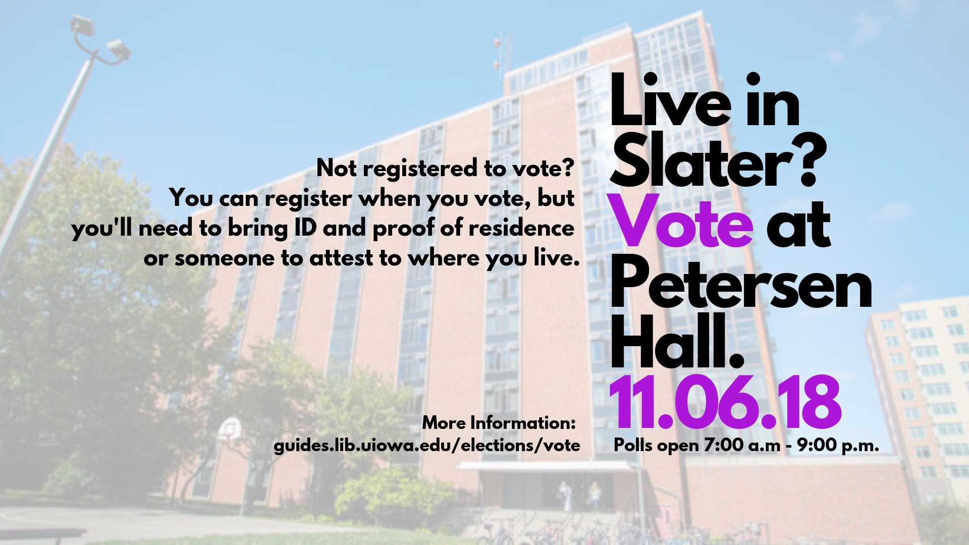 Slater Polling Place is Petersen Hall