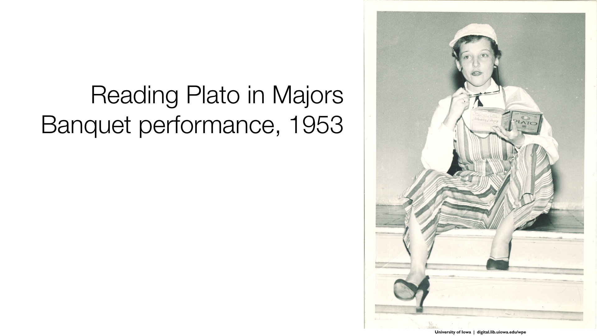 reading plato in majors banquet performance, 1953