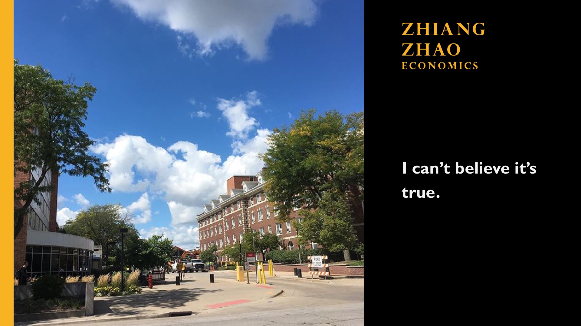 Zhiang Zhao. Economics. I can't believe it's true.