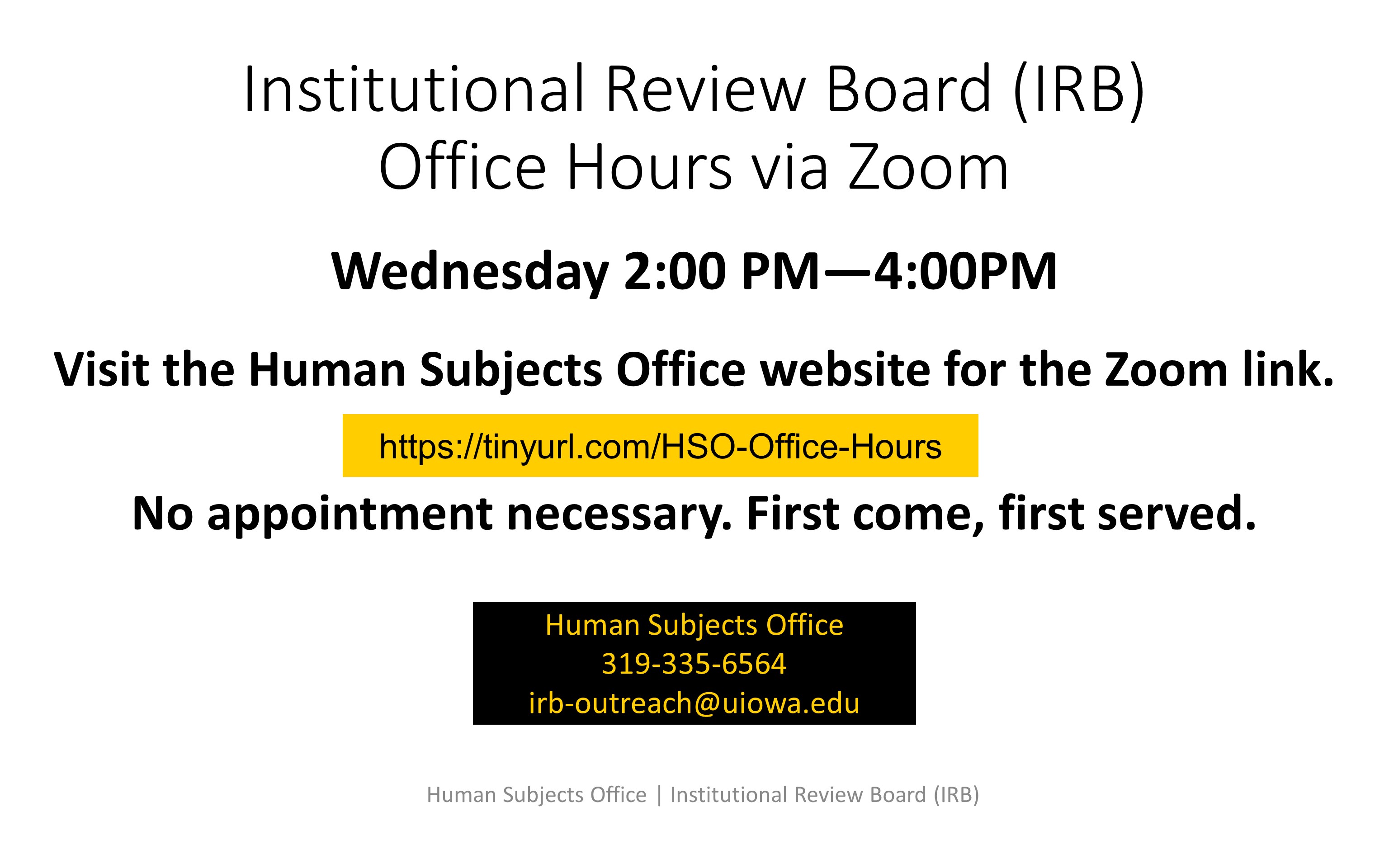 irb office hours via zoom