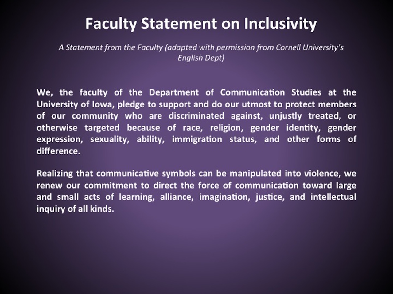 Inclusivity Statement