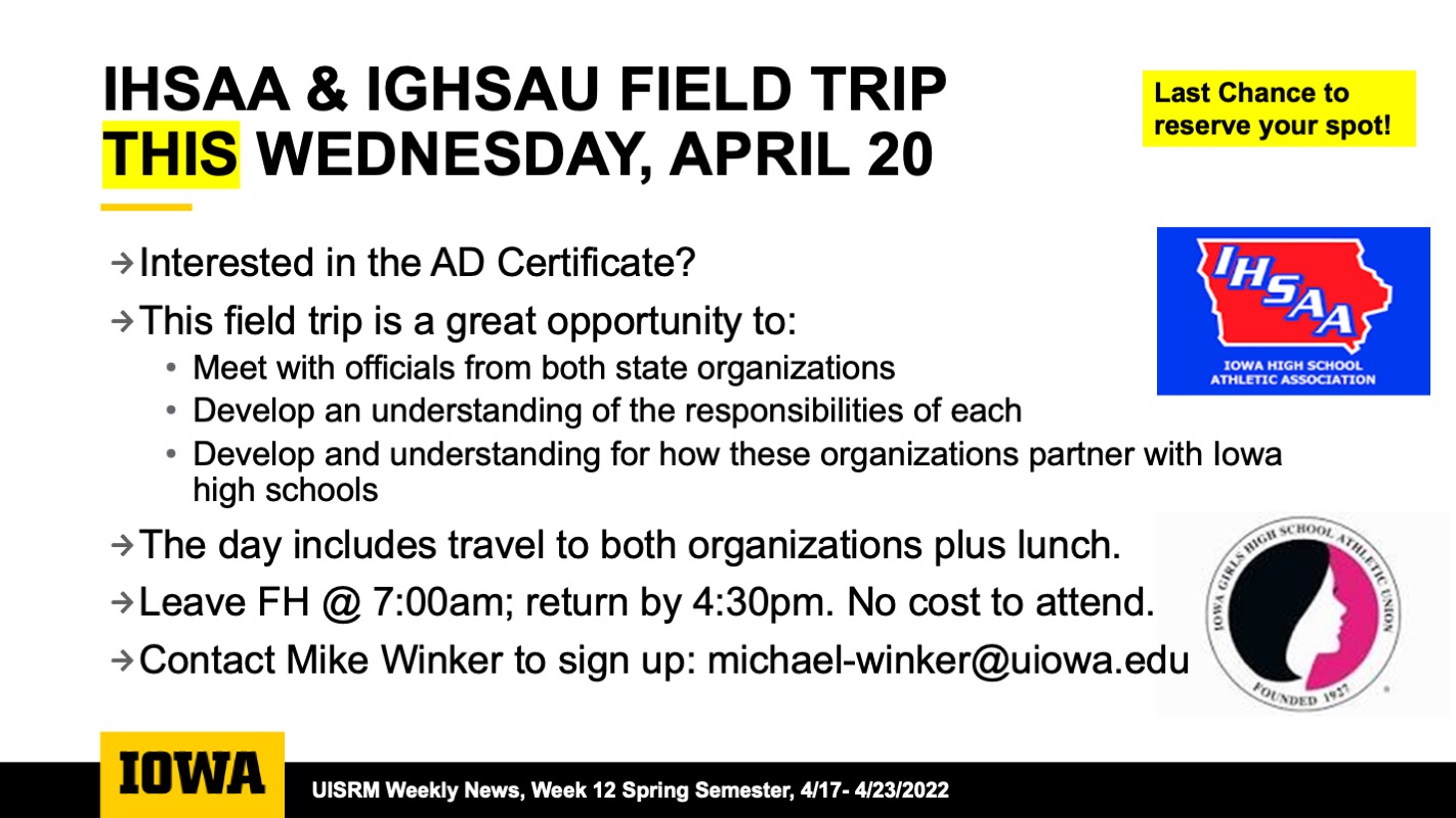 IHSAA IGHSAU Field Trip