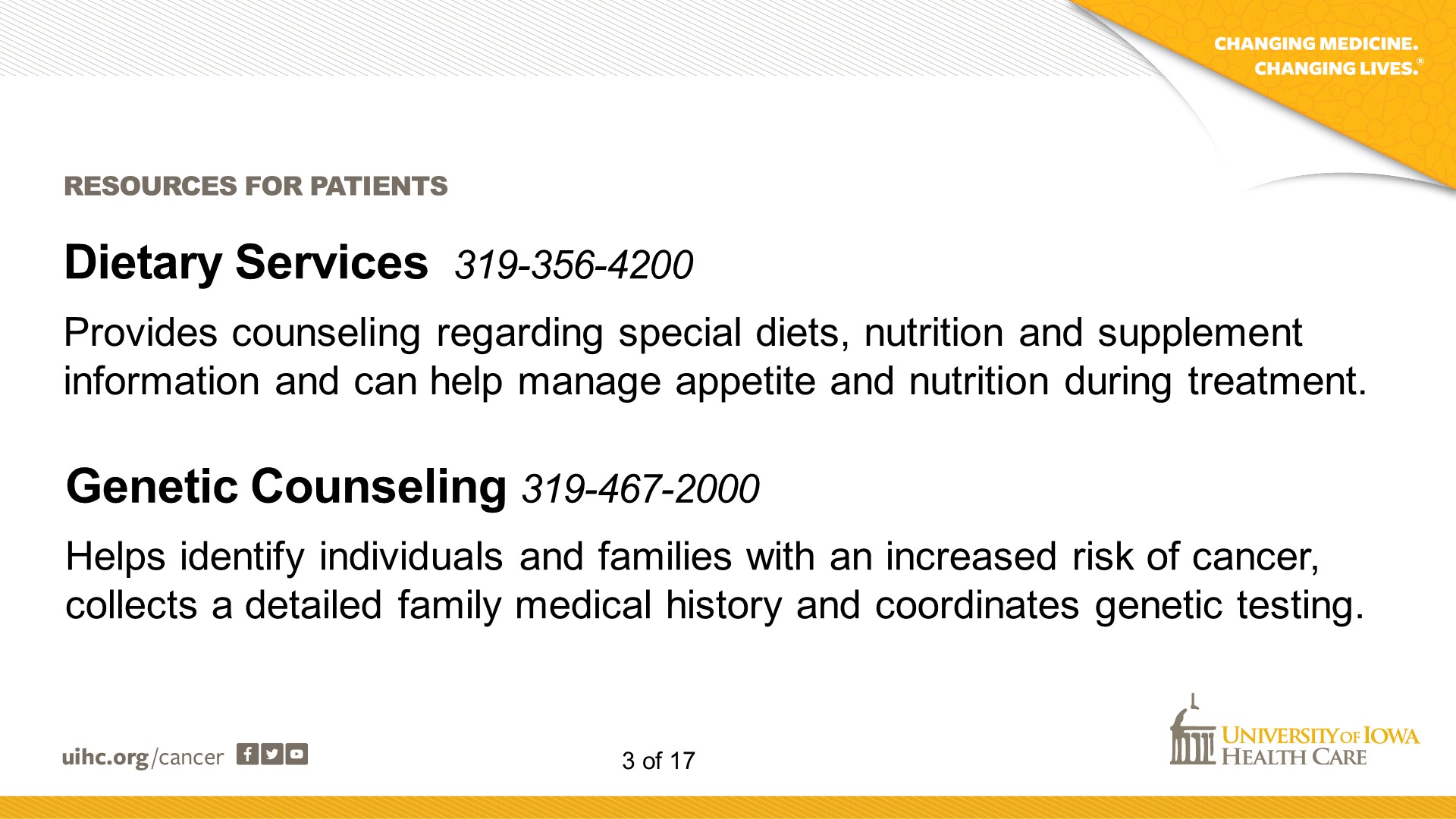 dietary service and genetic counseling