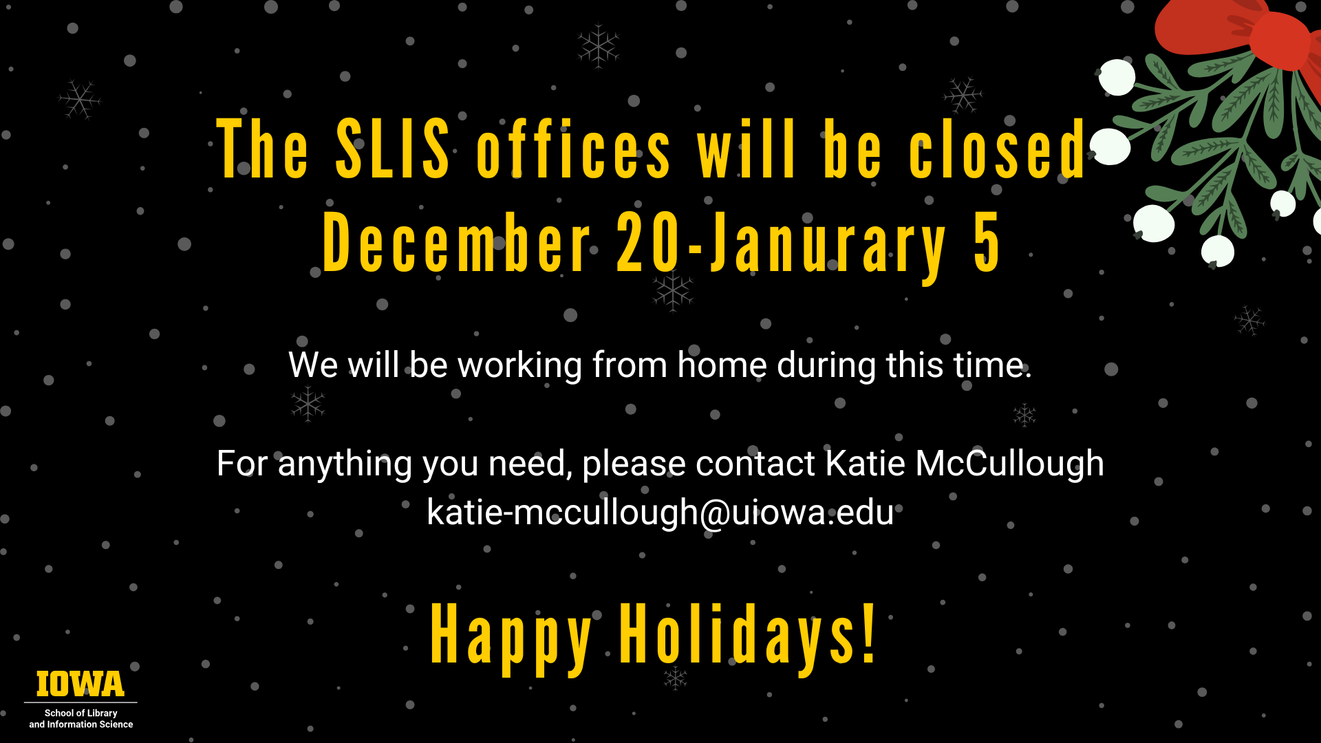 SLIS Offices closed