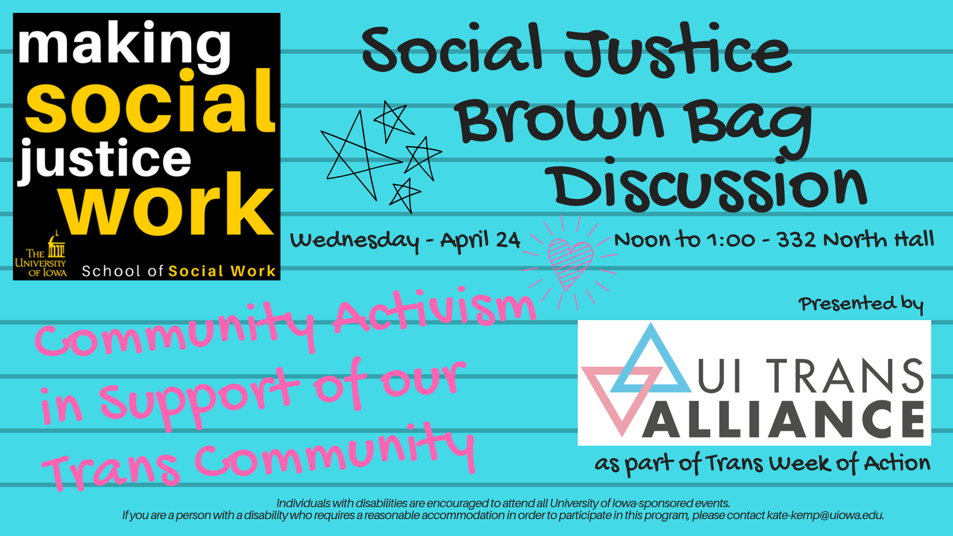 Social Justice Brown Bag- April 24 in 332NH