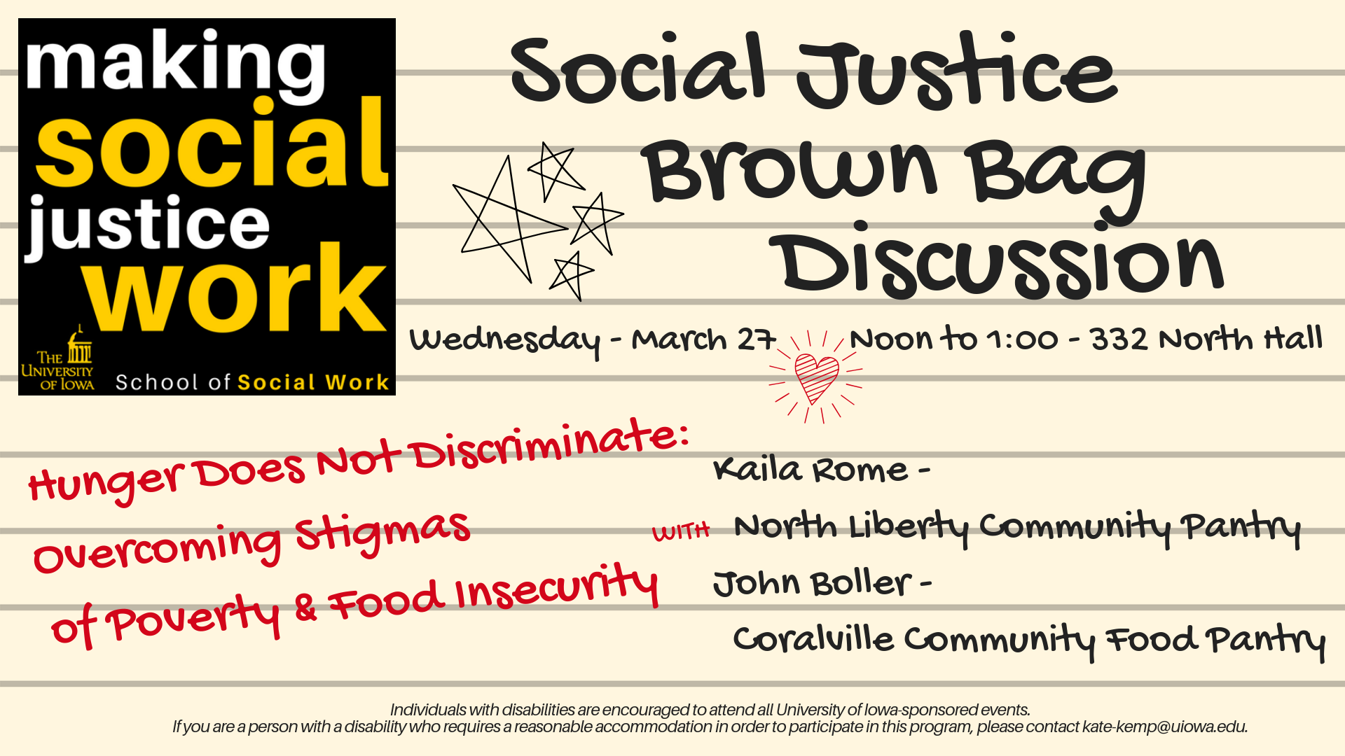 social justice discussion March 27 at North Hall