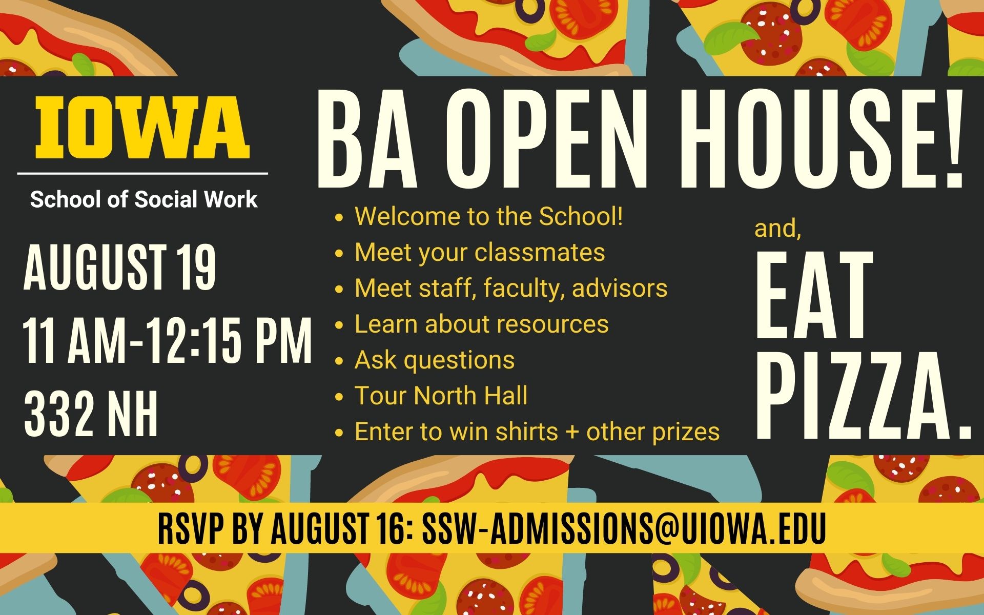 BA open house and pizza party Aug 19
