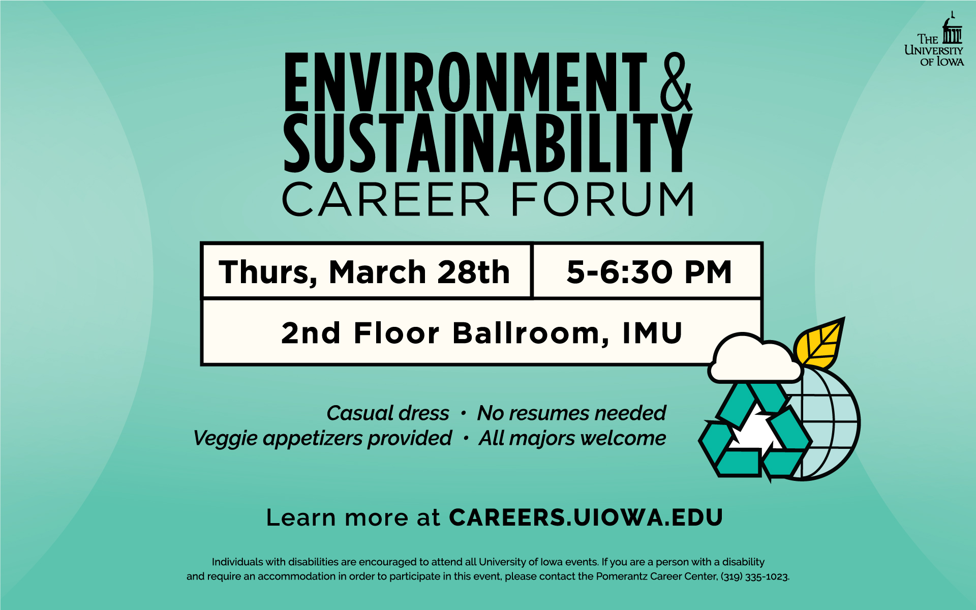 Environment & Sustainability Career Forum, March 28th, 5-6:30pm