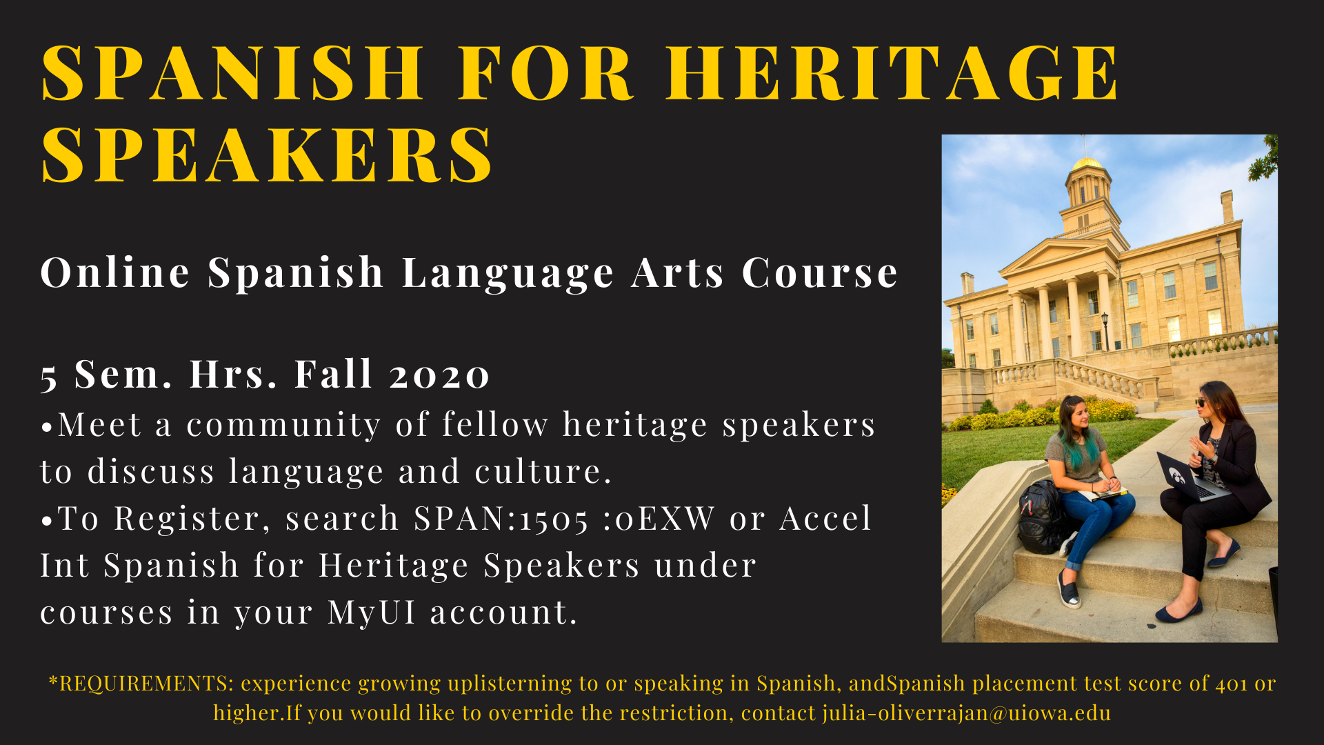 spanish for heritage speakers online spanish language arts course 5 semester hours offered in Fall 2020