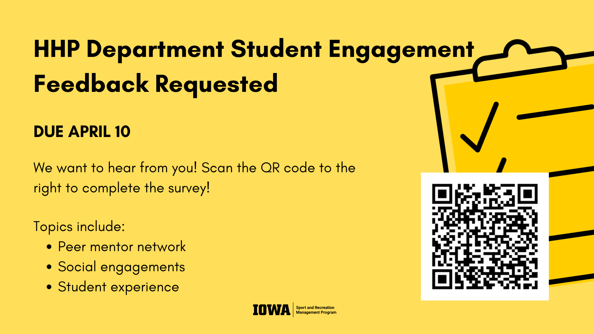 HHP Department Student Engagement Feedback Requested​