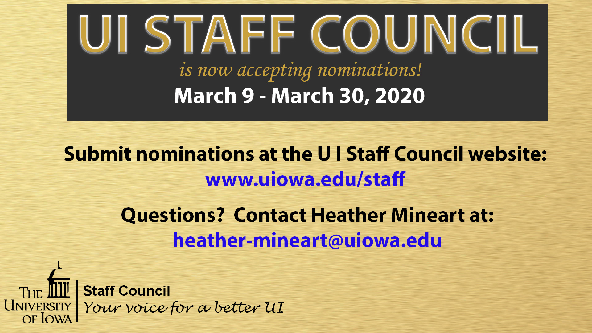 Submit nominators for UI staff council
