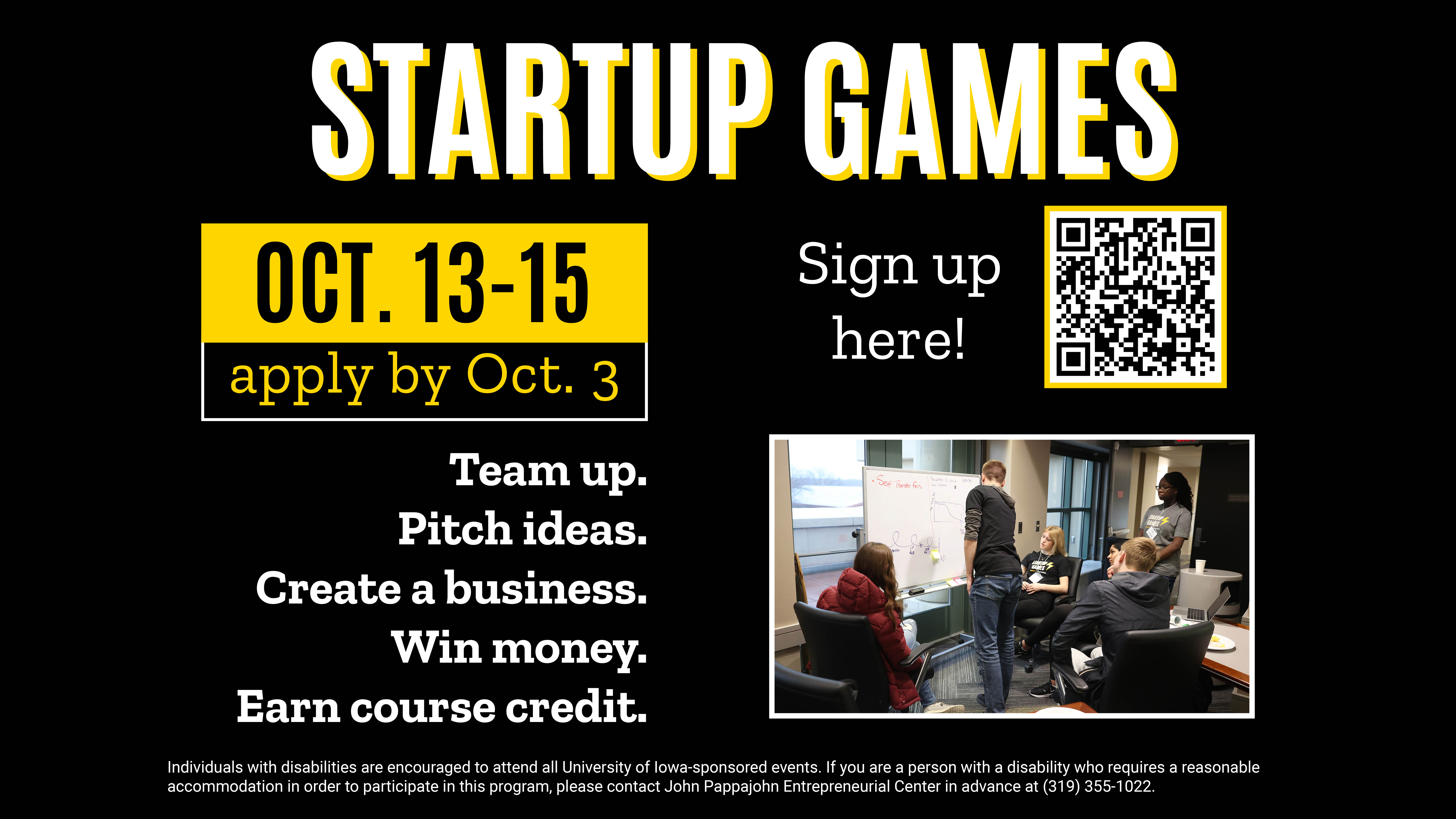 Iowa JPEC Startup Games, October 3-5