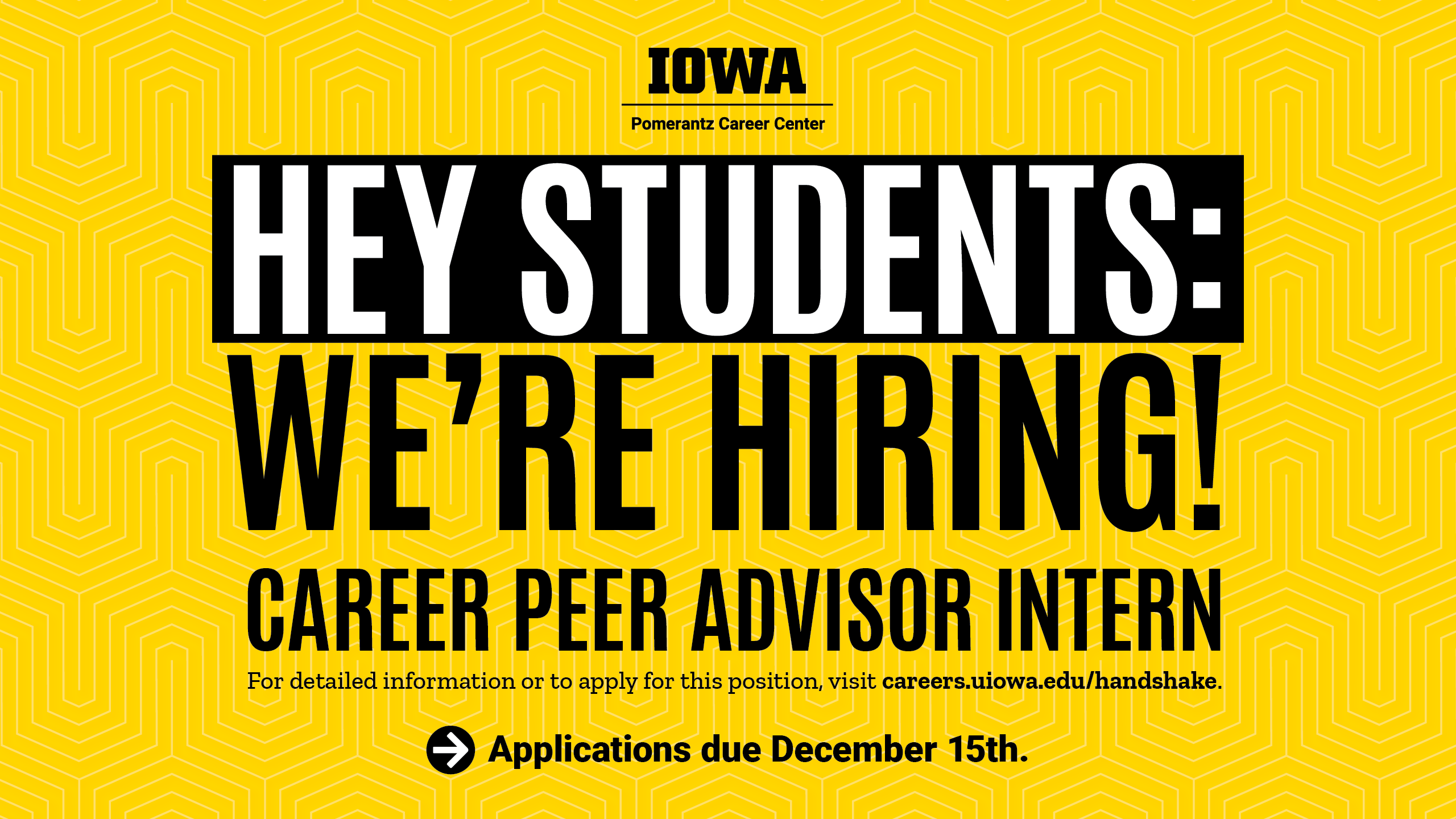 We're hiring a Career Peer Advisor Intern. Applications due December 15th.