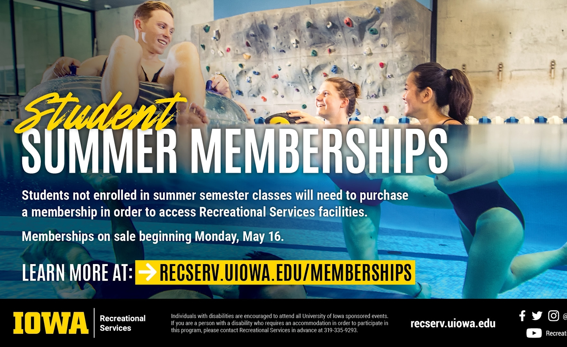 Student summer memberships - rec center