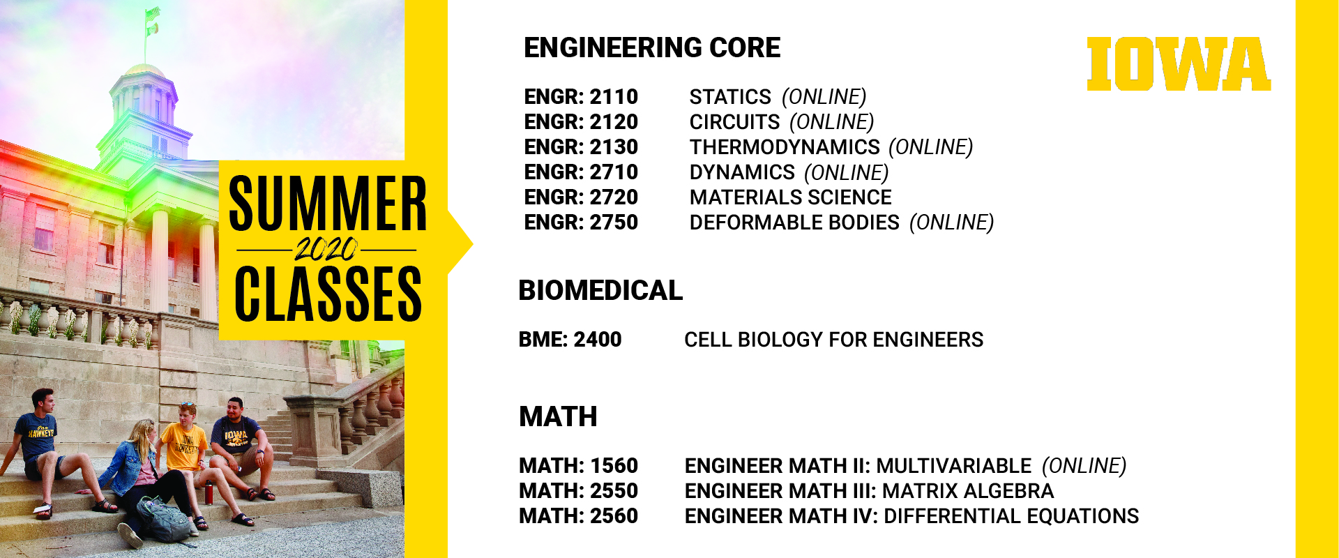 Engineering Classes Summer 2020