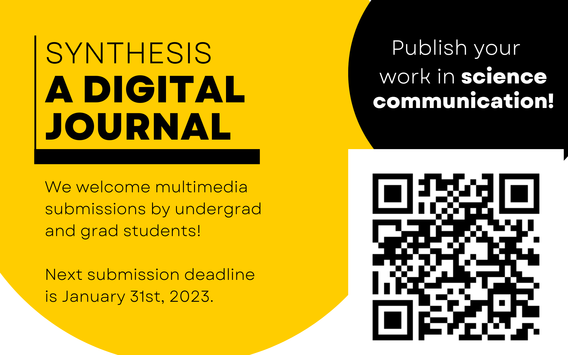 Synthesis – A digital journal. Publish your work in a science communication! Submission deadline is January 31, 2023
