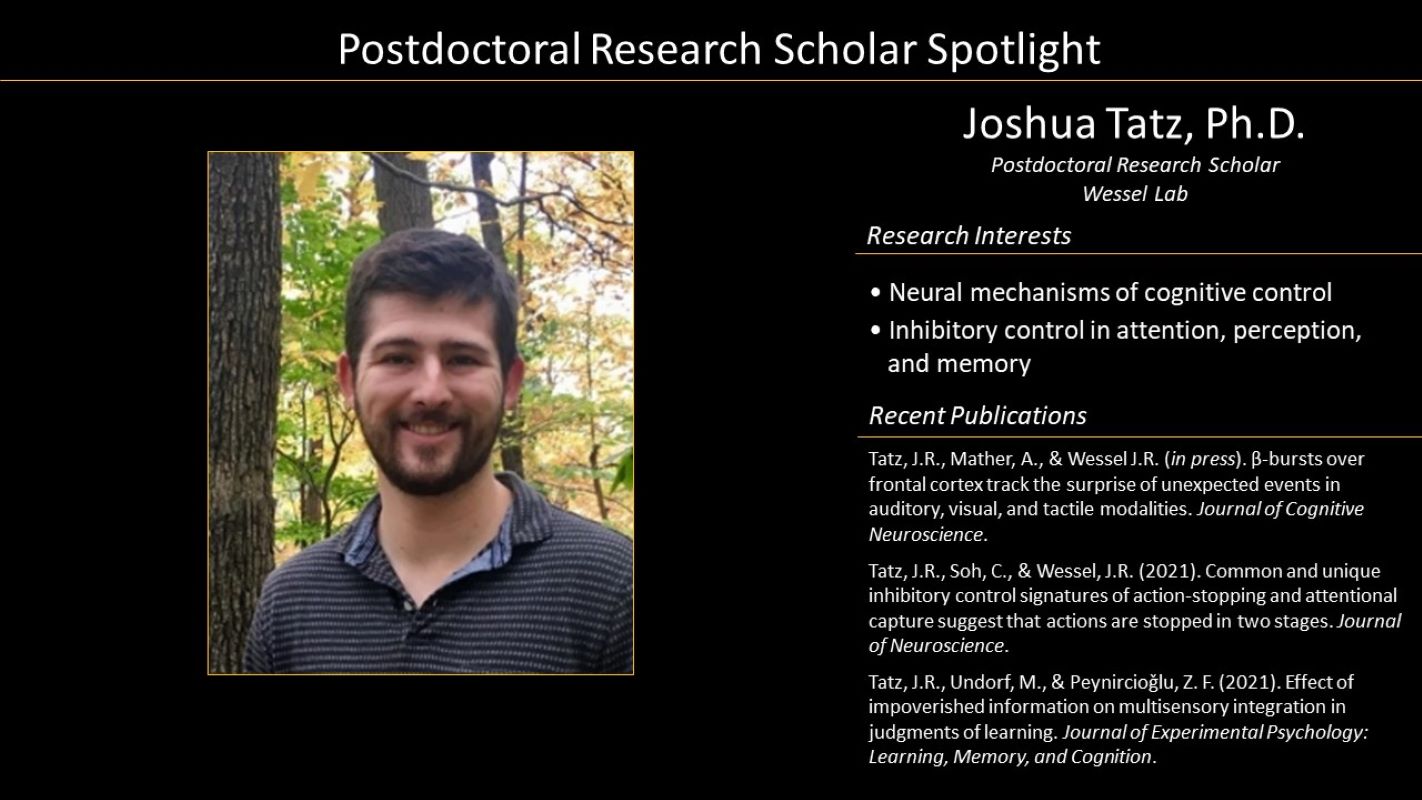 Postdoctoral Research Scholar Joshua Tatz Profile Signage