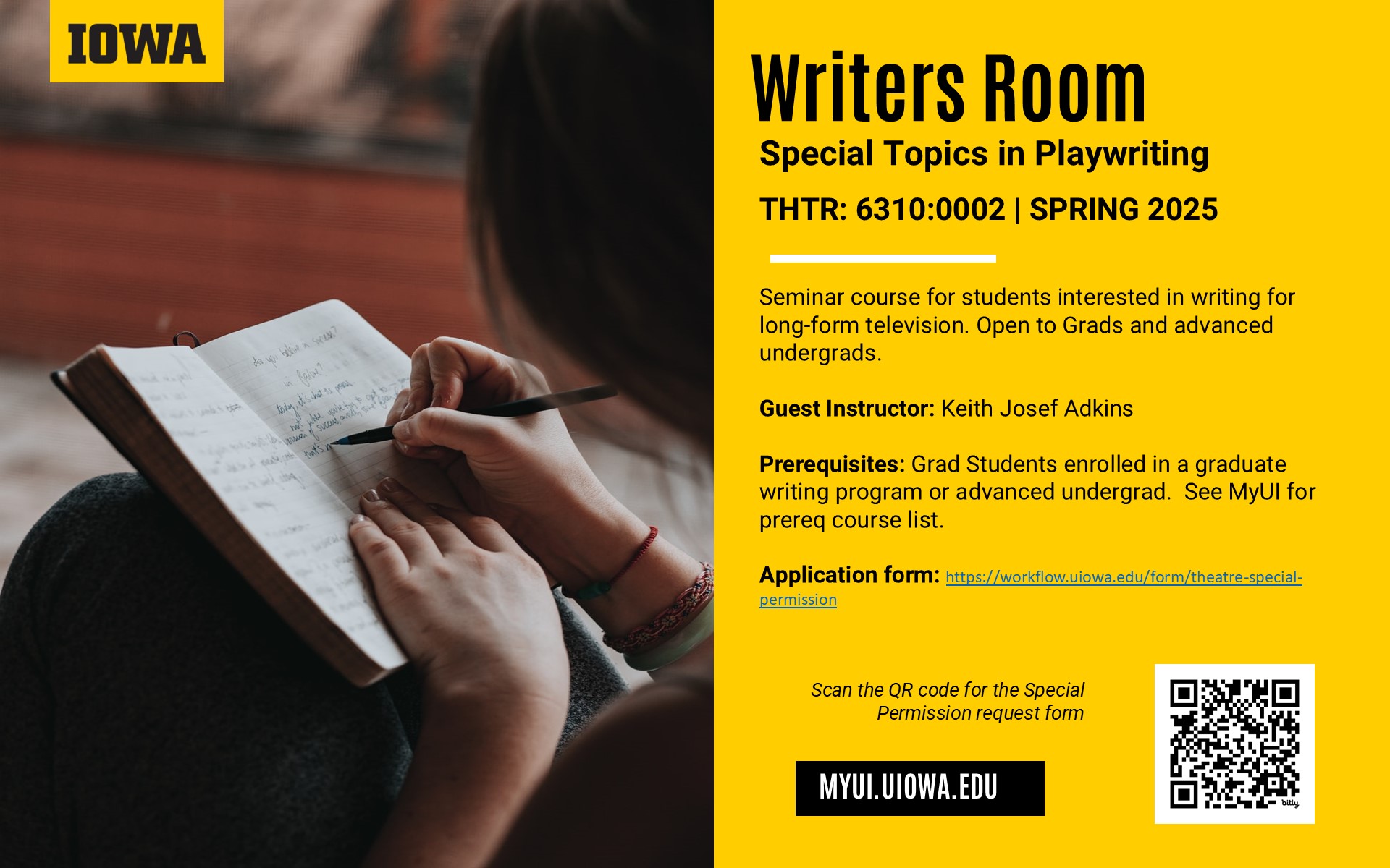 Spring 2025 Writers Room: Special Topics in Playwriting Information