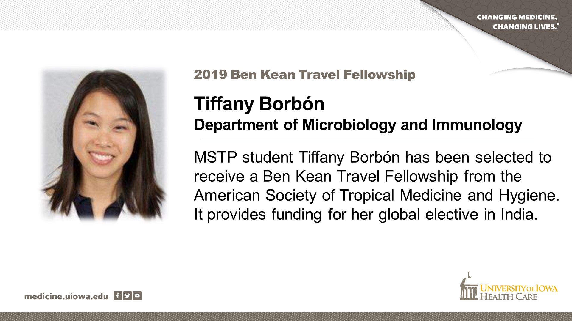 Awarded Travel Fellowship Tiffany Borbon