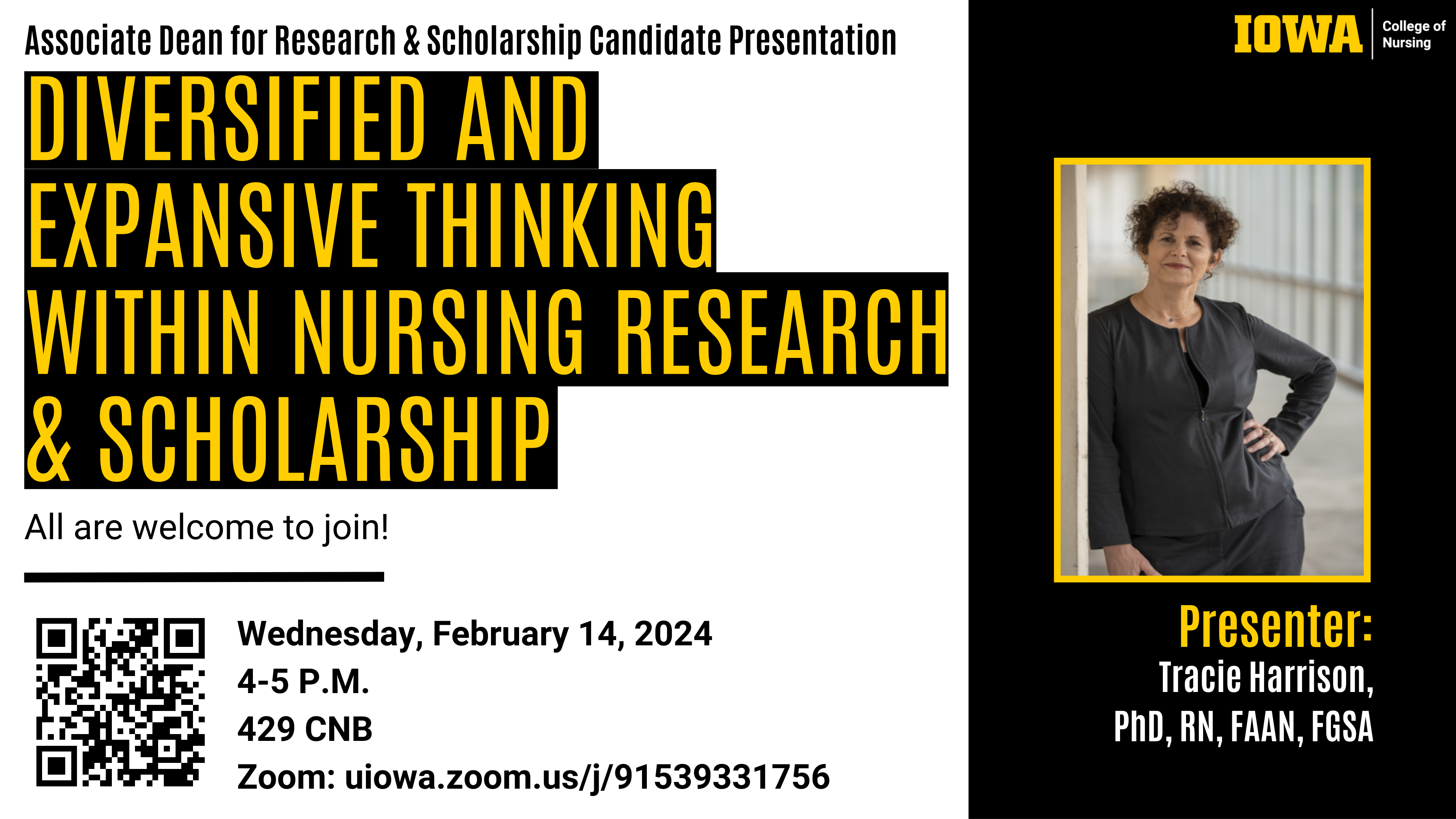 Associate Dean for Research and Scholarship candidate Harrison - Feb 12, 11am - noon