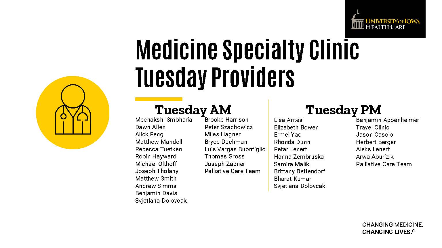 MSC Tuesday providers