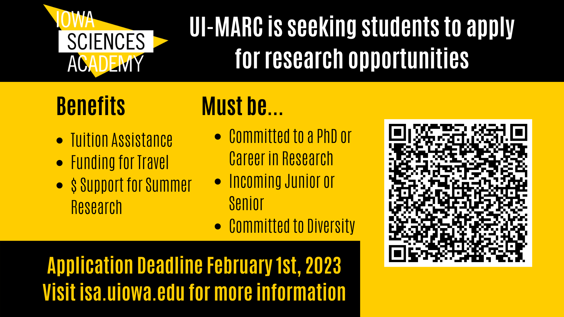 UI Marc seeking students to apply for research opportunities 