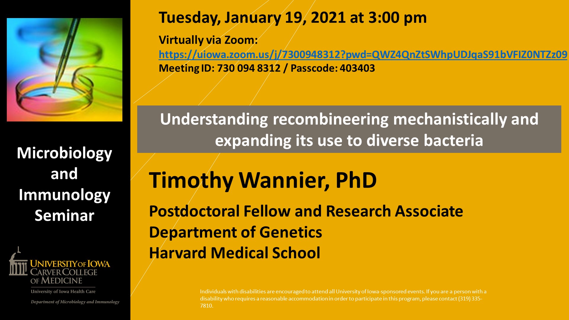 Faculty Interview - Timothy Wannier Jan. 19