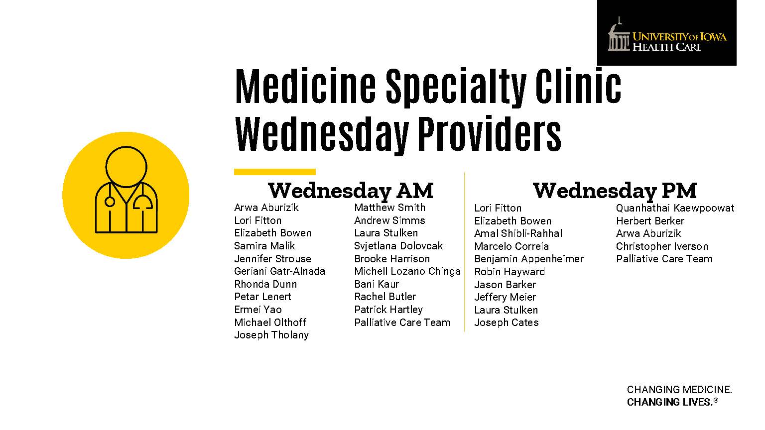 Wednesday providers 0817