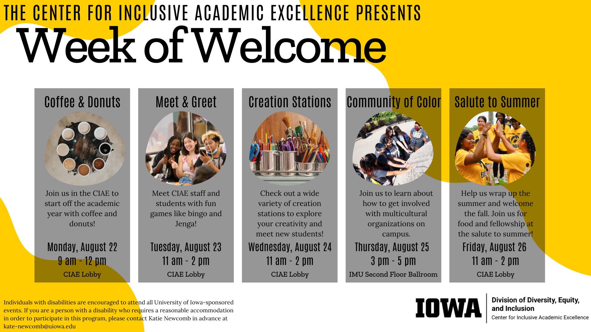 Schedule of events for week of welcome