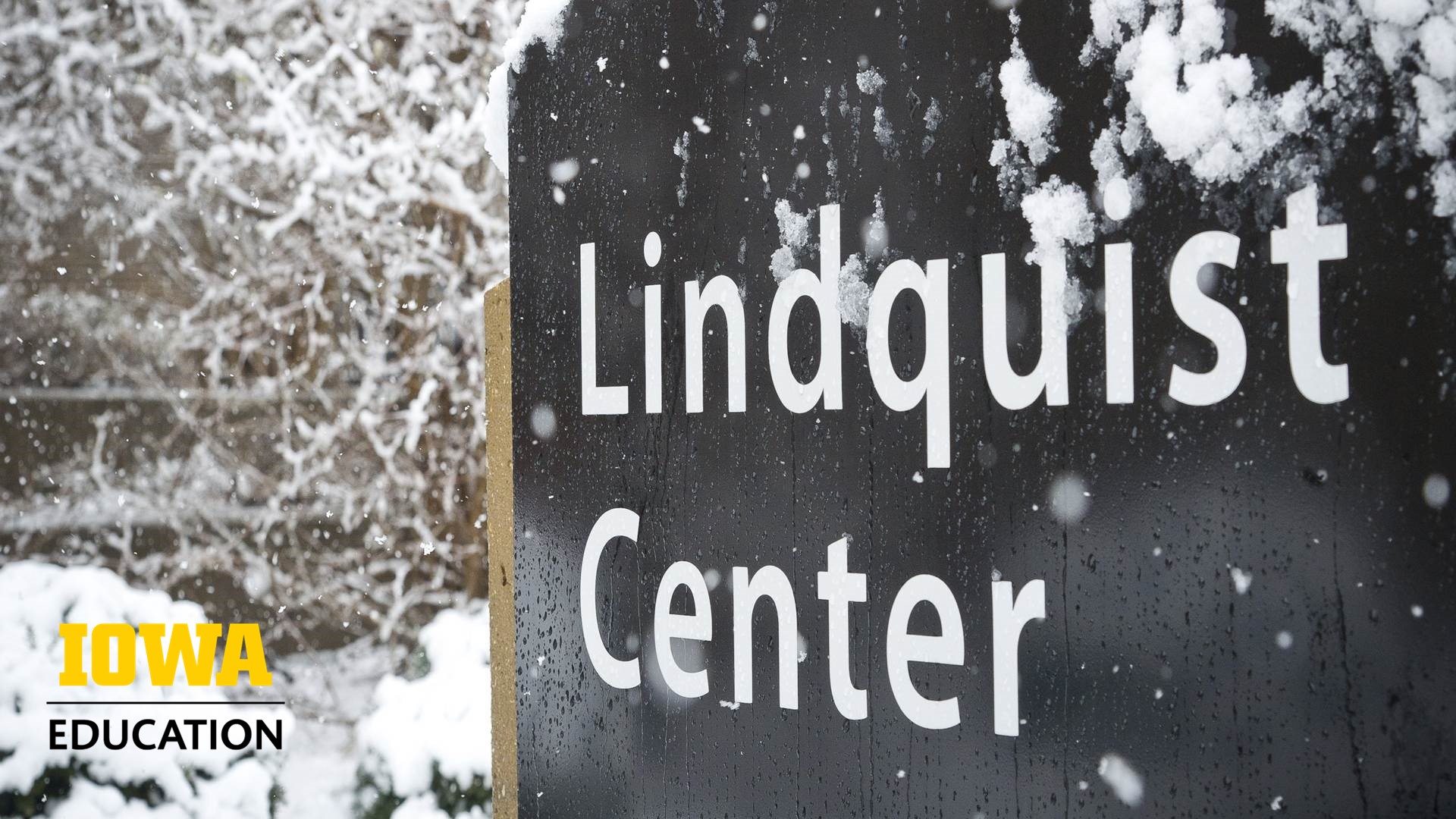 Snowy Lindquist Center sign.