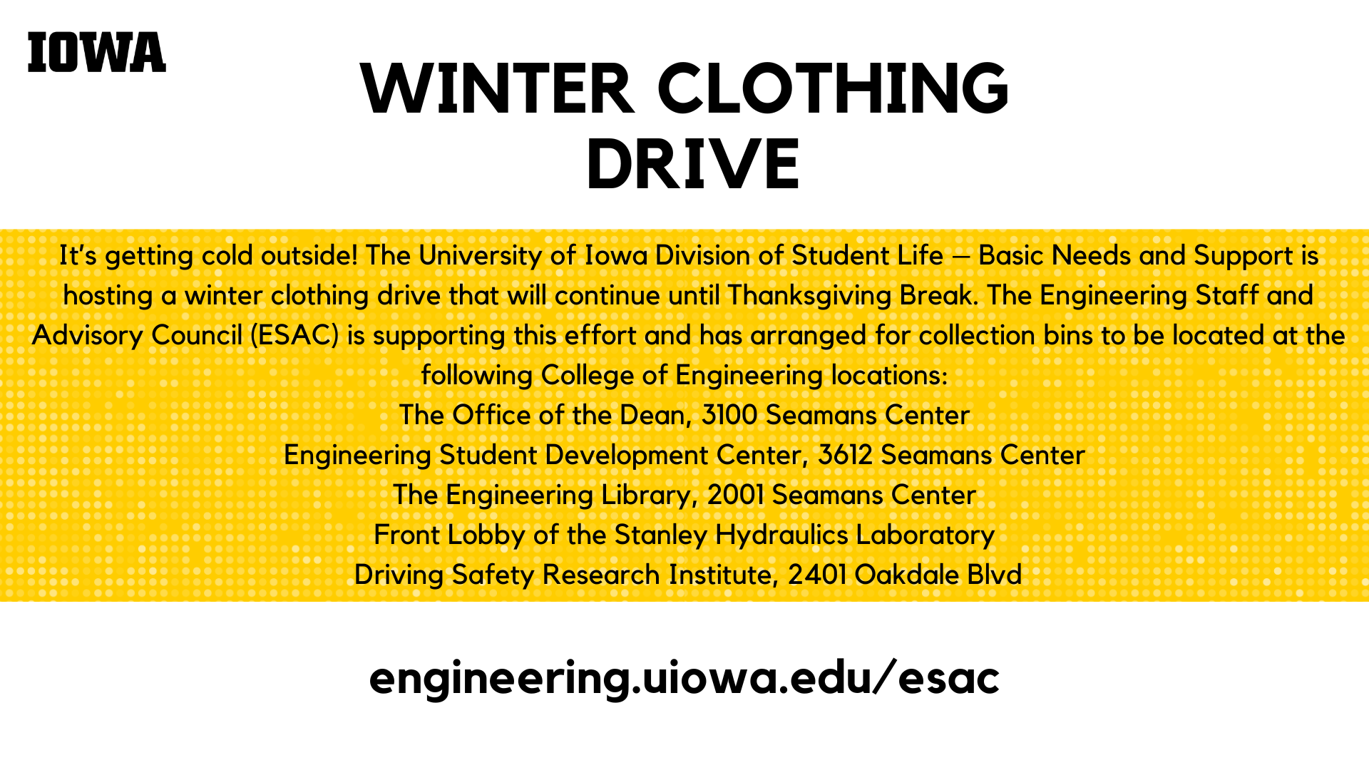 Winter clothing drive locations