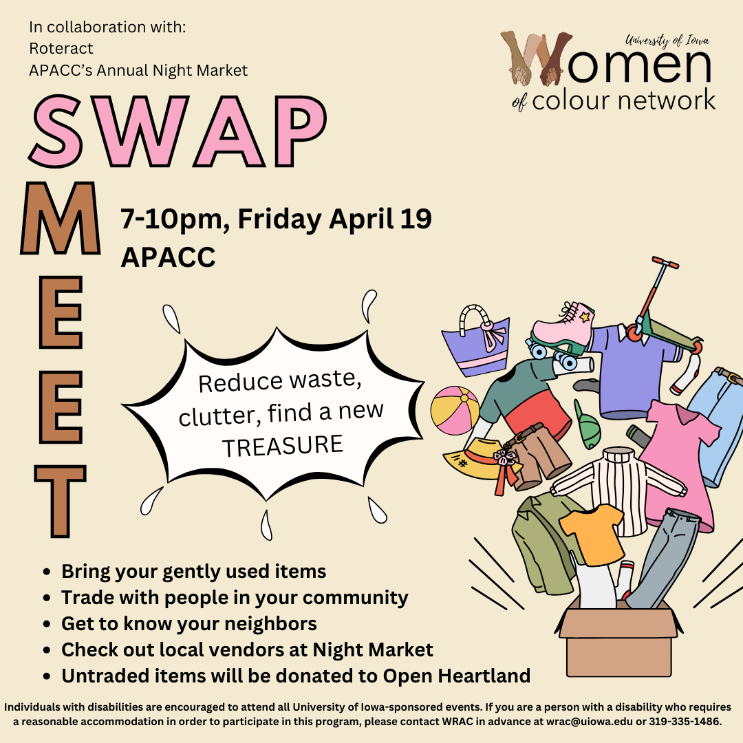 Women of Colour Network is hosing a swap meet 7-10 pm April 19