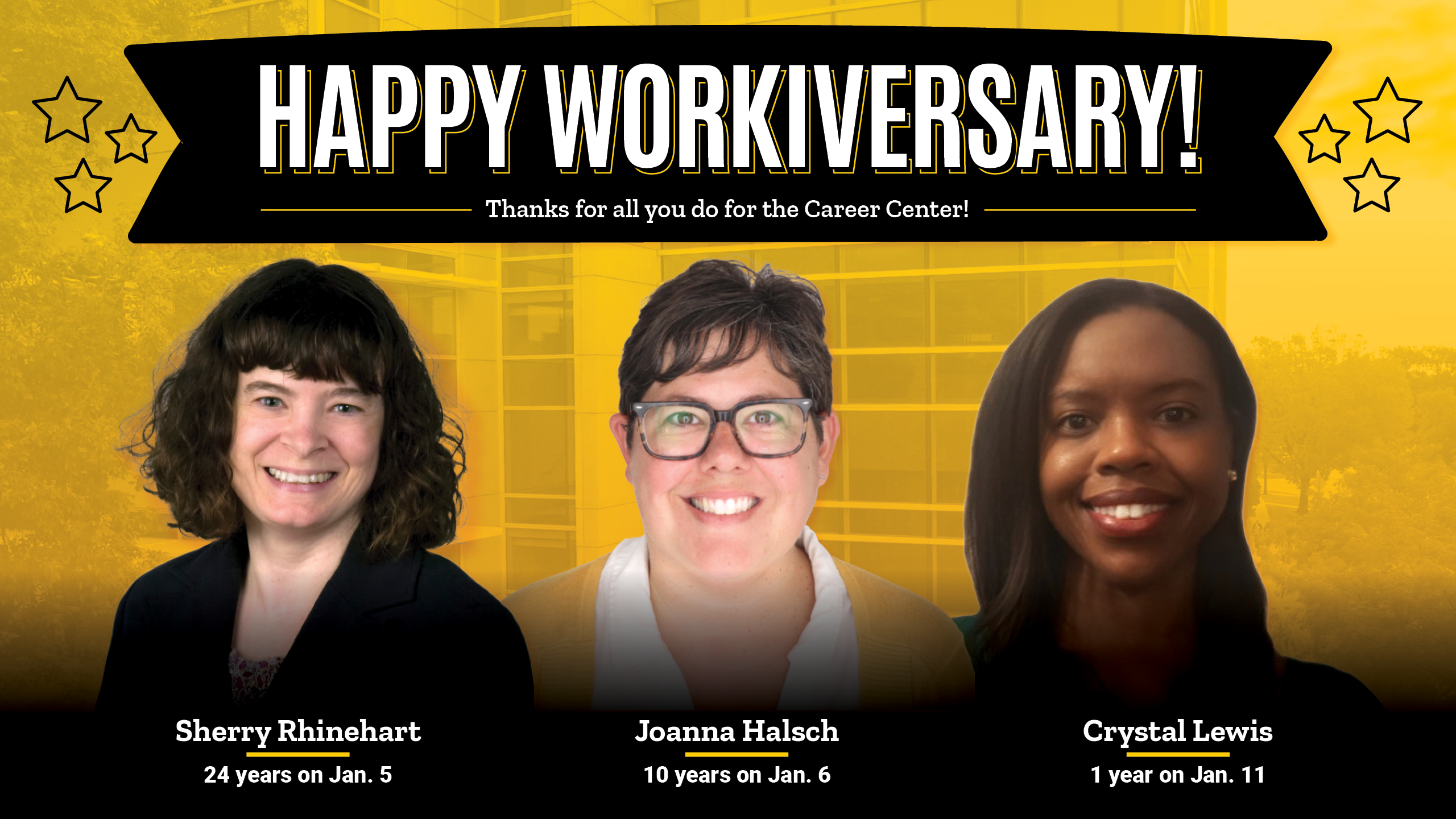 Happy Workiversary! Sherry, Jo, and Crystal