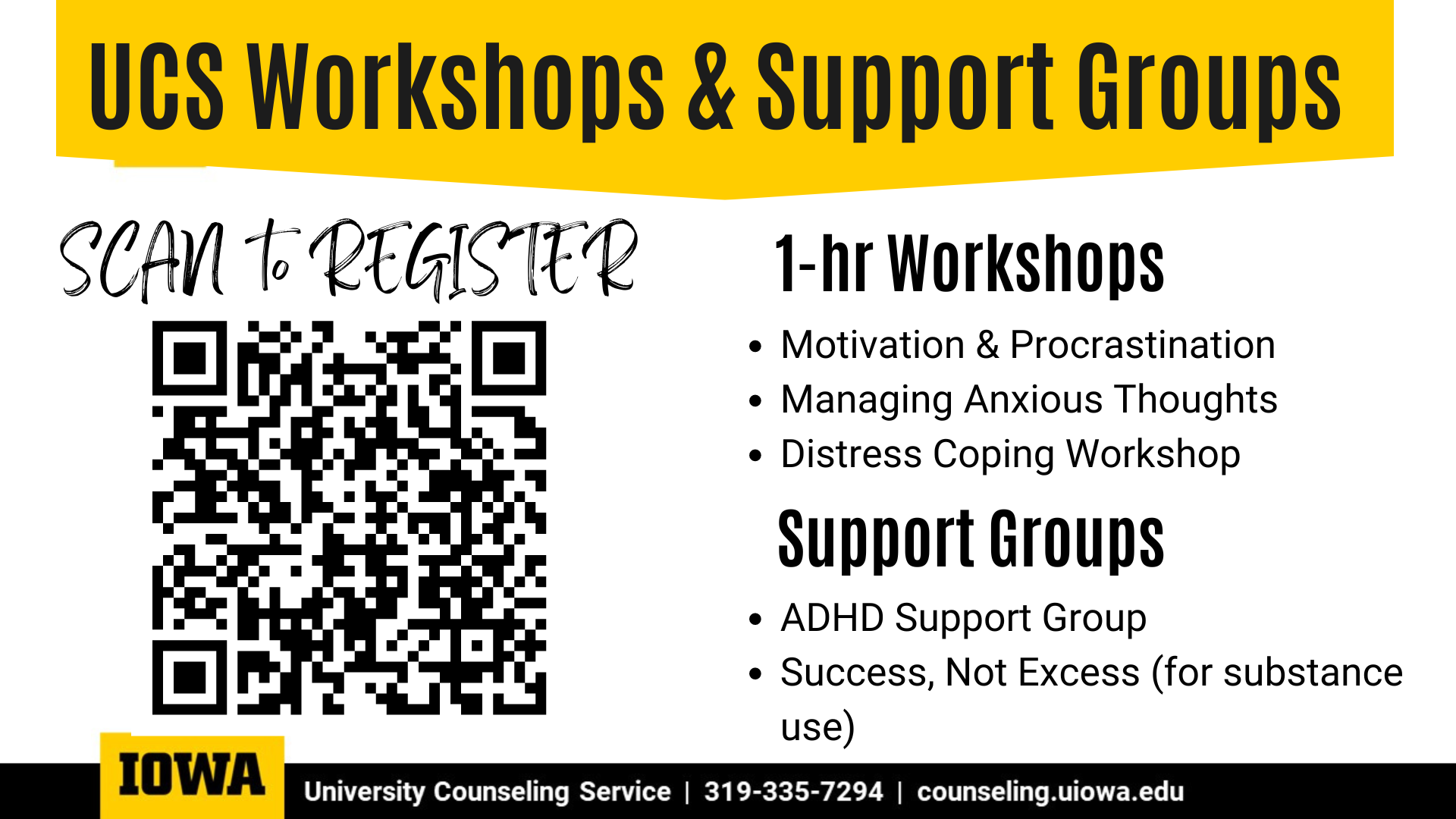 UCS Workshops and Support Groups