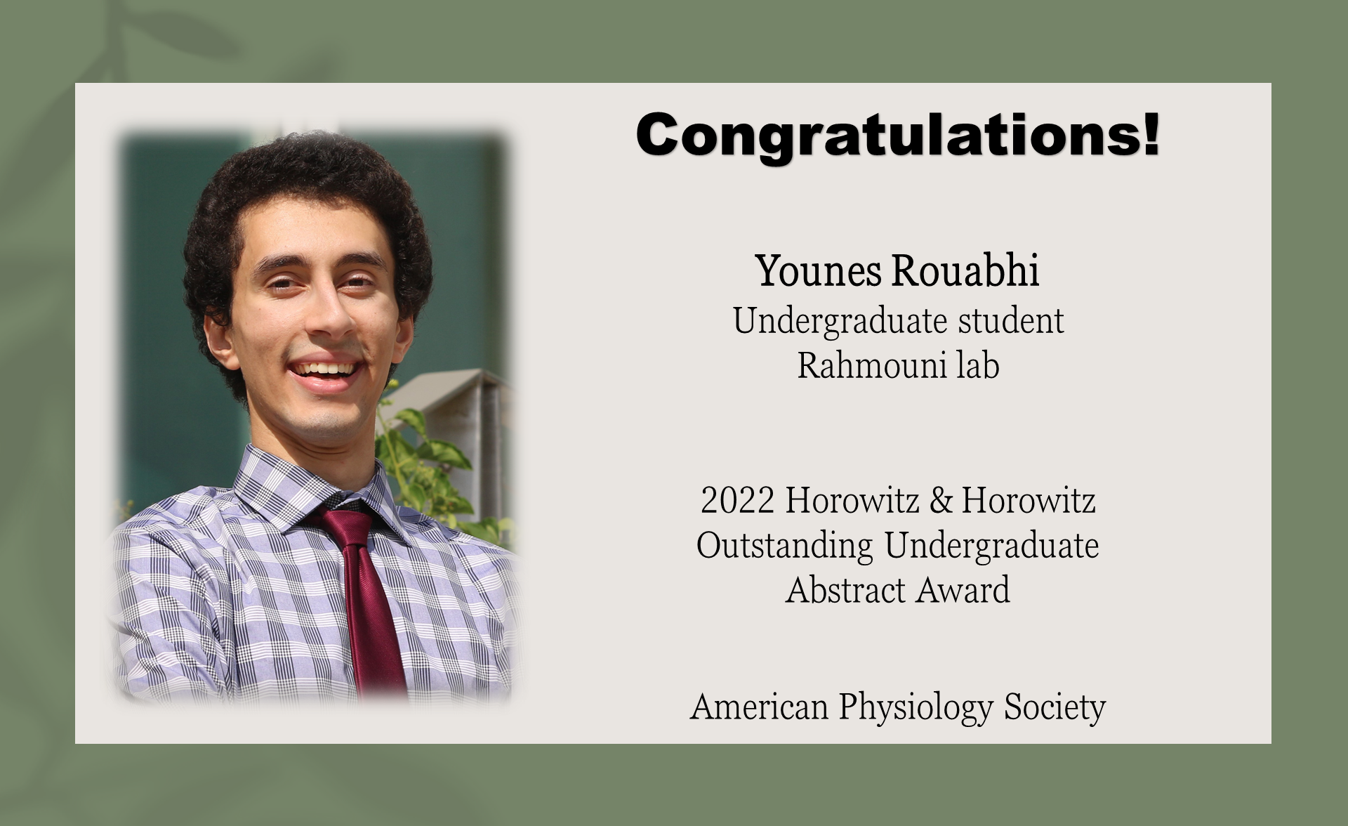 Younes Rouabhi - APS summer undergrad fellowship