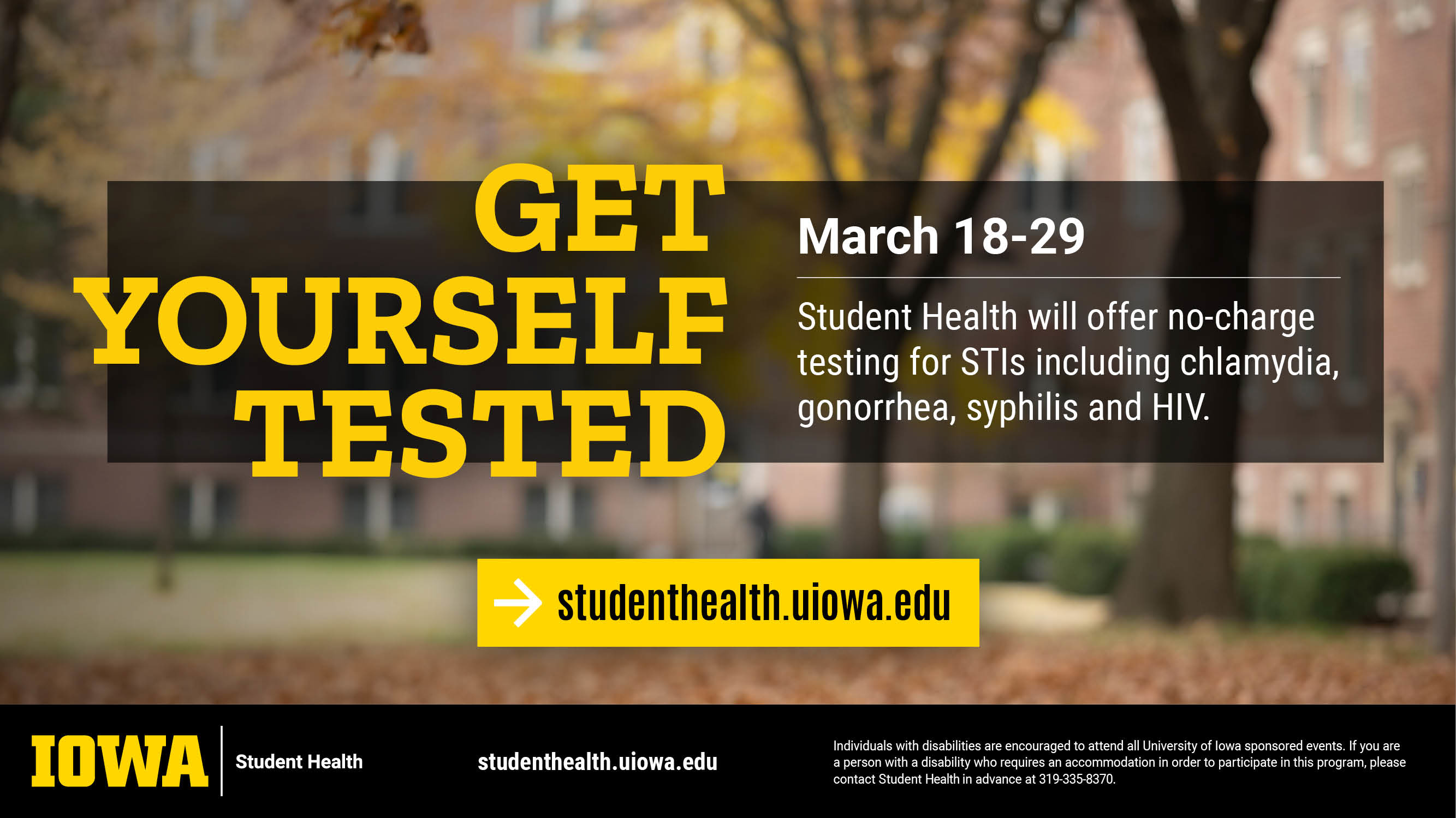 Student Health will offer free STI testing from March 18-29.