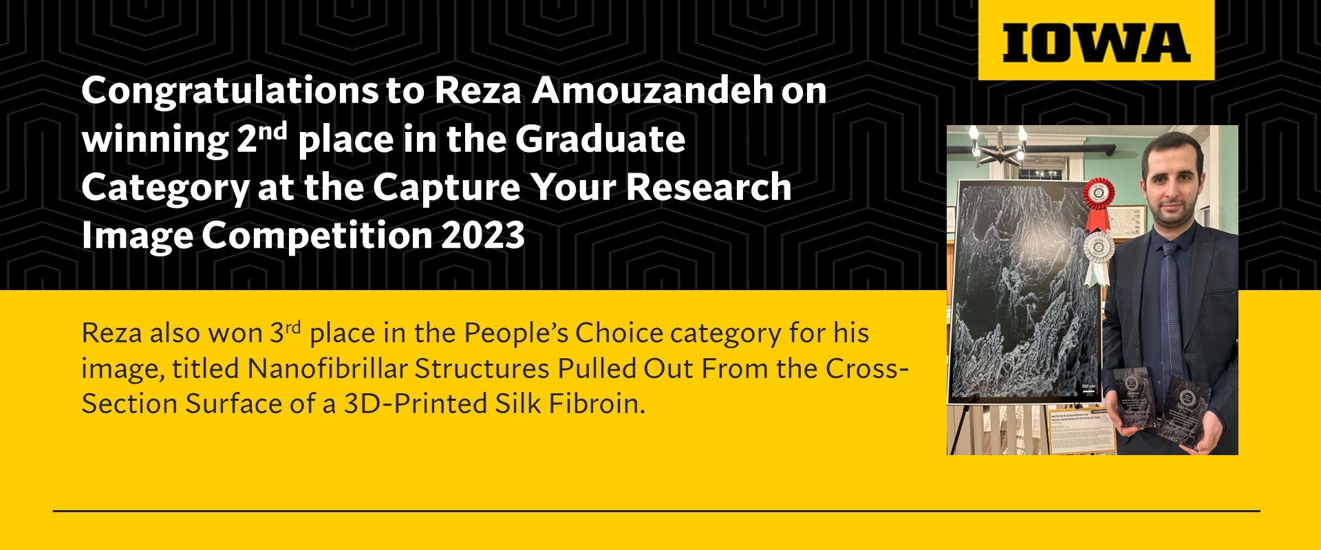 Image of Reza Amouzandeh, who won 2nd place in the Graduate Category at the Capture Your Research 2023 Image Competition