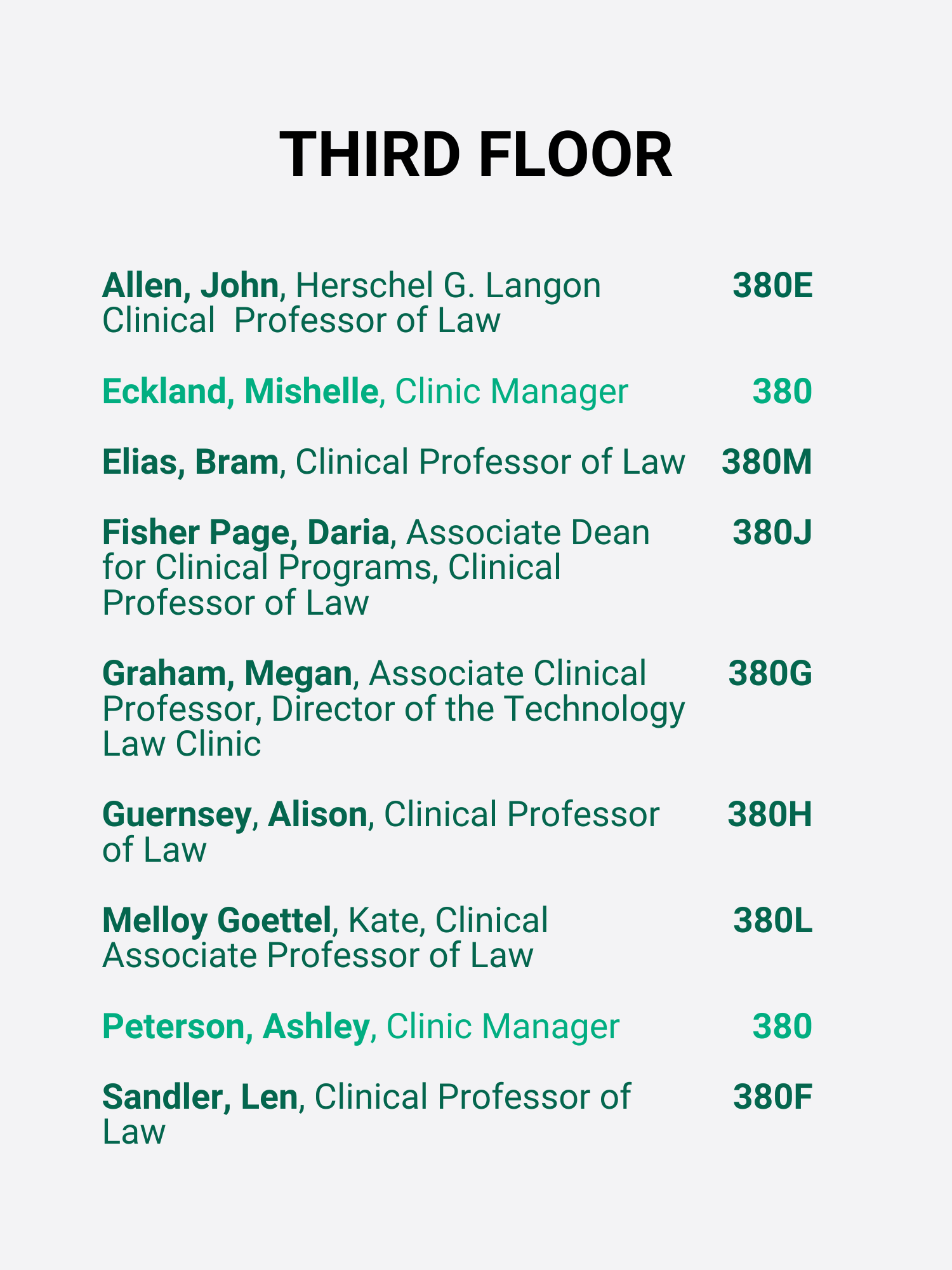 Third floor law clinic directory